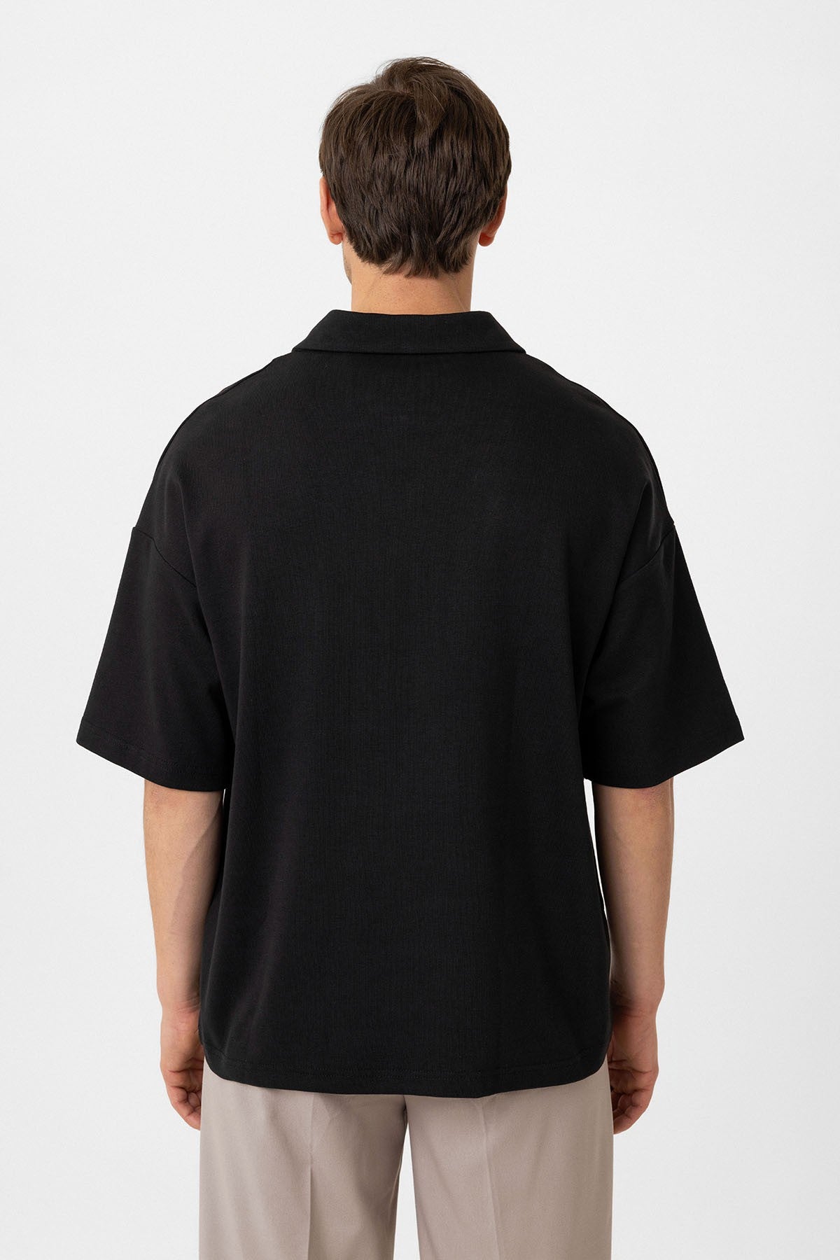 Antioch Oversize Polo Yaka Fermuarlı Erkek T-Shirt