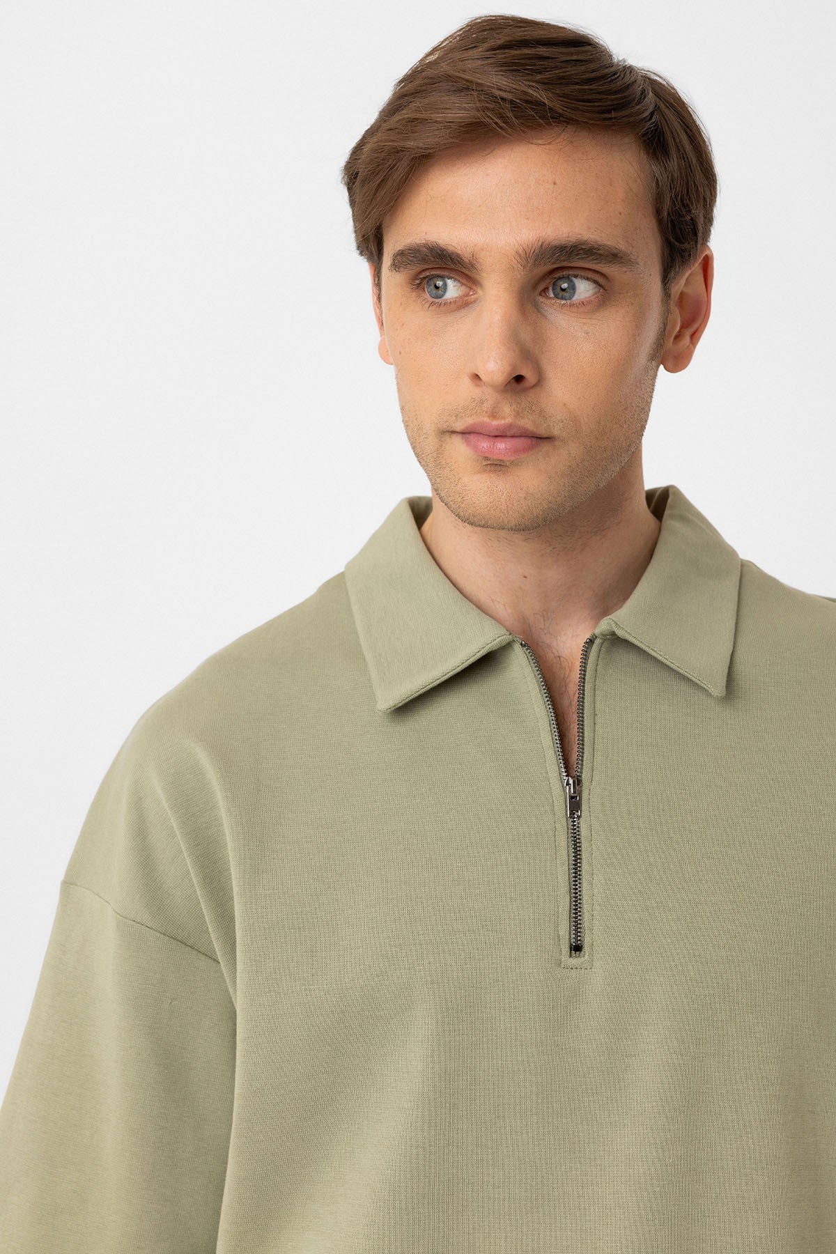Antioch Oversize Polo Yaka Fermuarlı Erkek T-Shirt