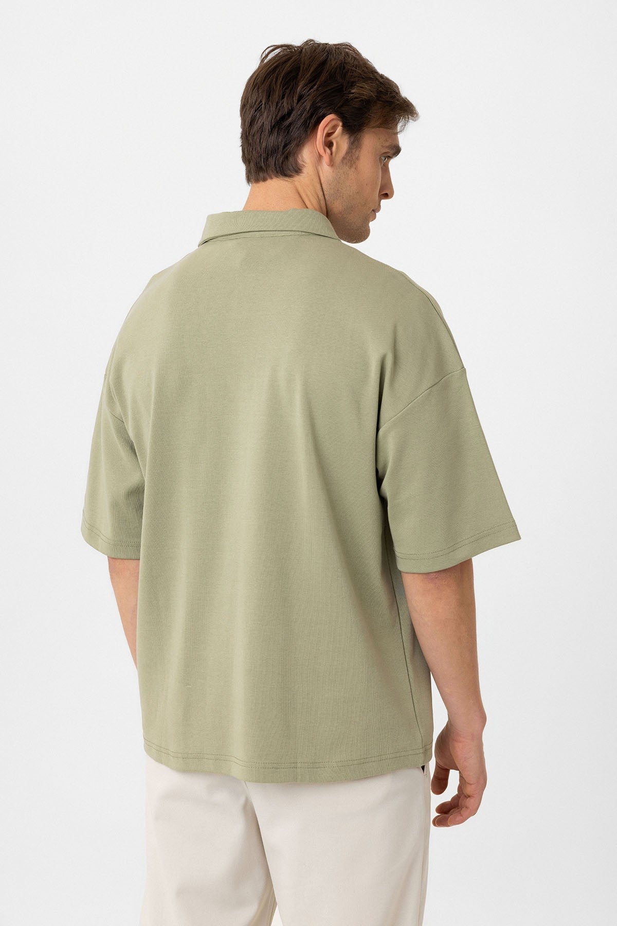 Antioch Oversize Polo Yaka Fermuarlı Erkek T-Shirt