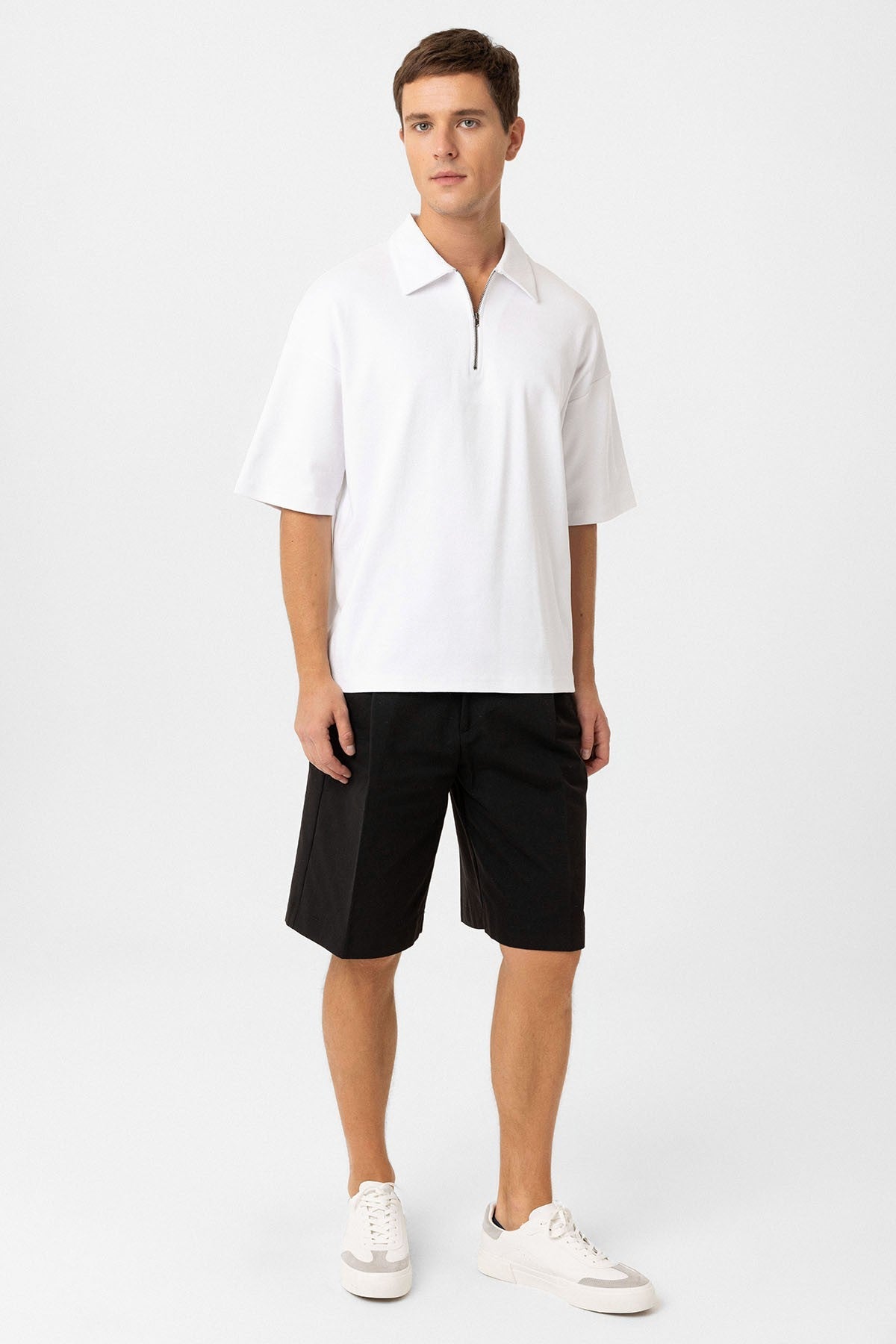 Antioch Oversize Polo Yaka Fermuarlı Erkek T-Shirt