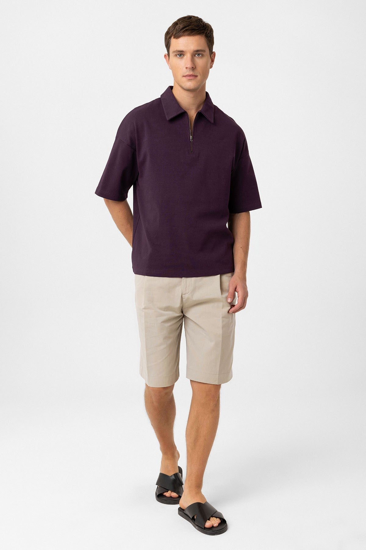 Antioch Oversize Polo Yaka Fermuarlı Erkek T-Shirt