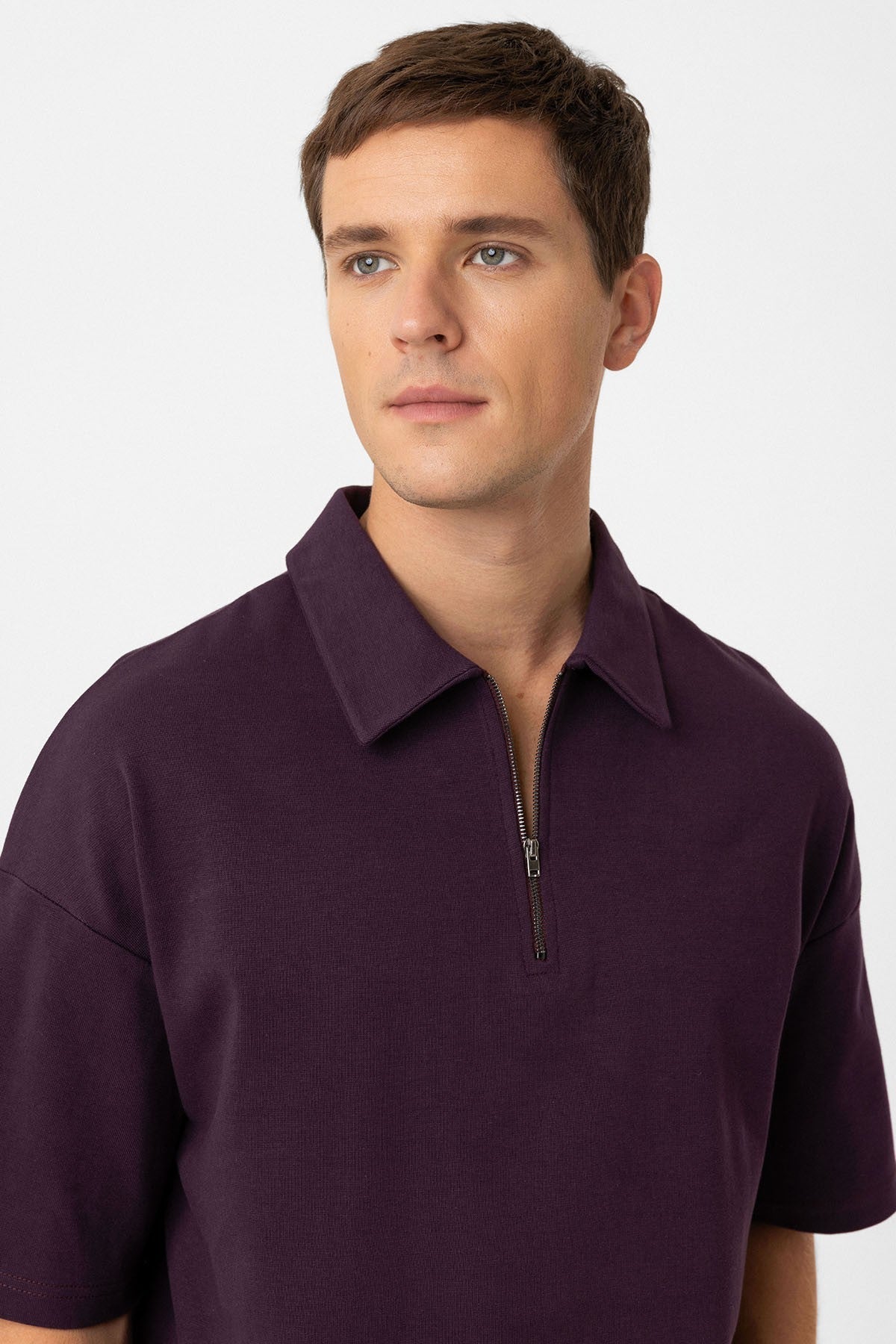 Antioch Oversize Polo Yaka Fermuarlı Erkek T-Shirt