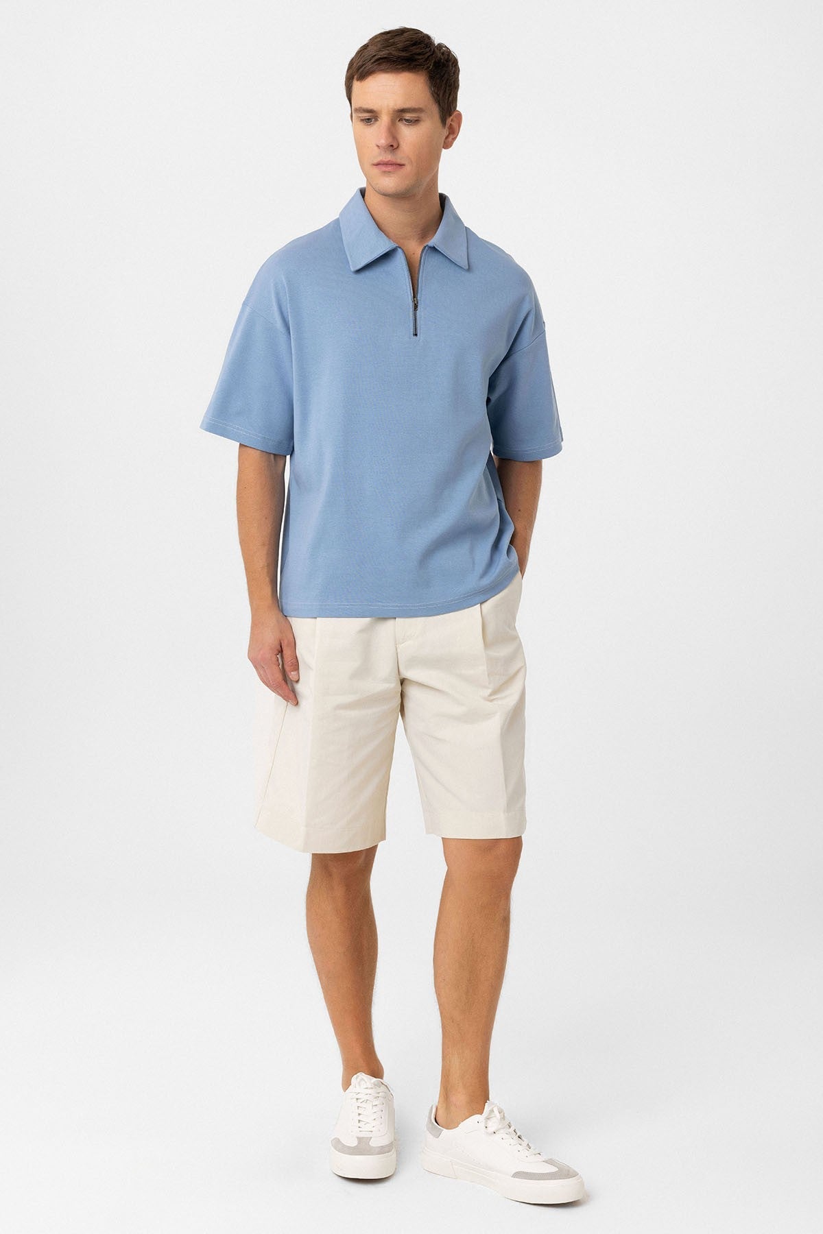 Antioch Oversize Polo Yaka Fermuarlı Erkek T-Shirt
