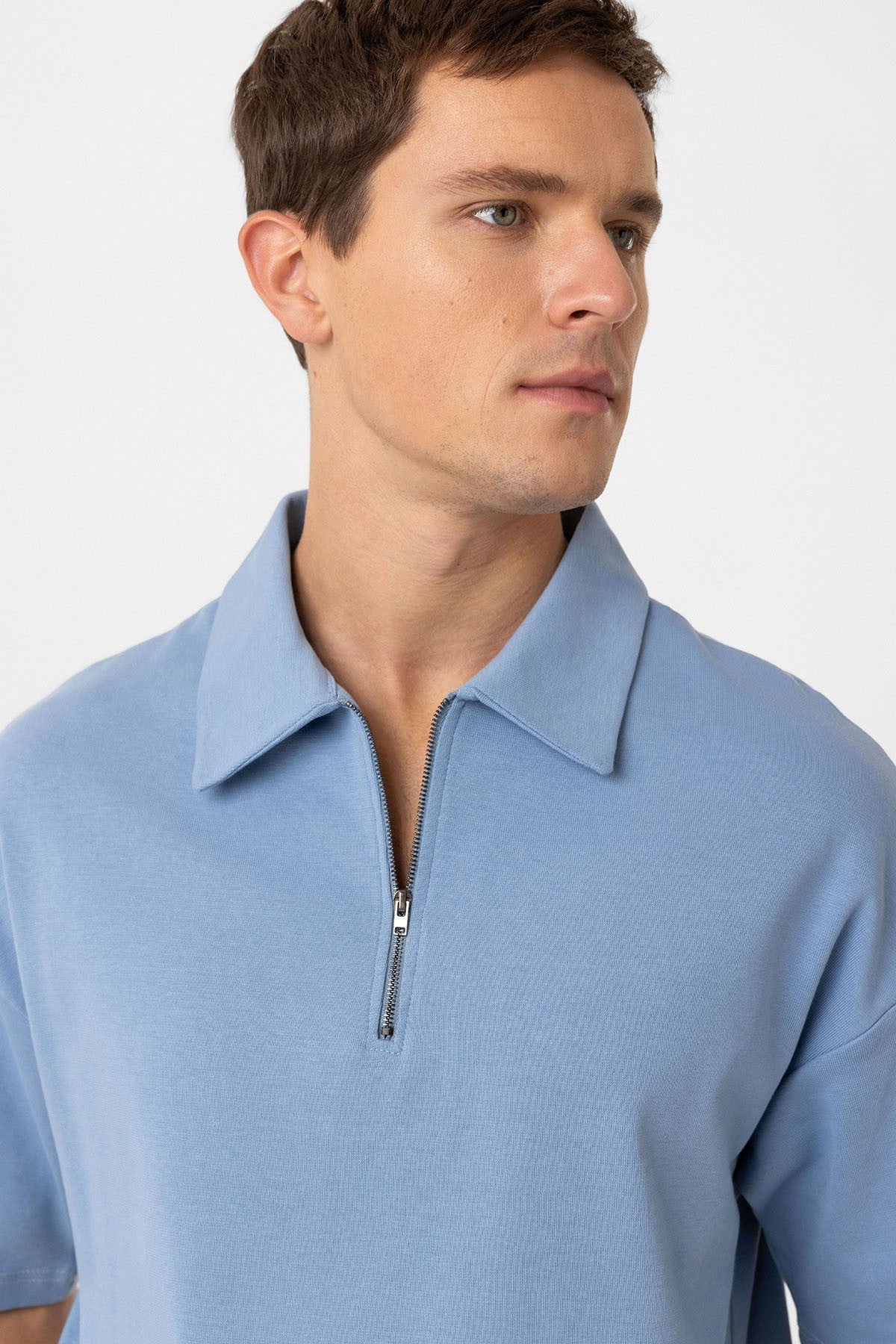 Antioch Oversize Polo Yaka Fermuarlı Erkek T-Shirt