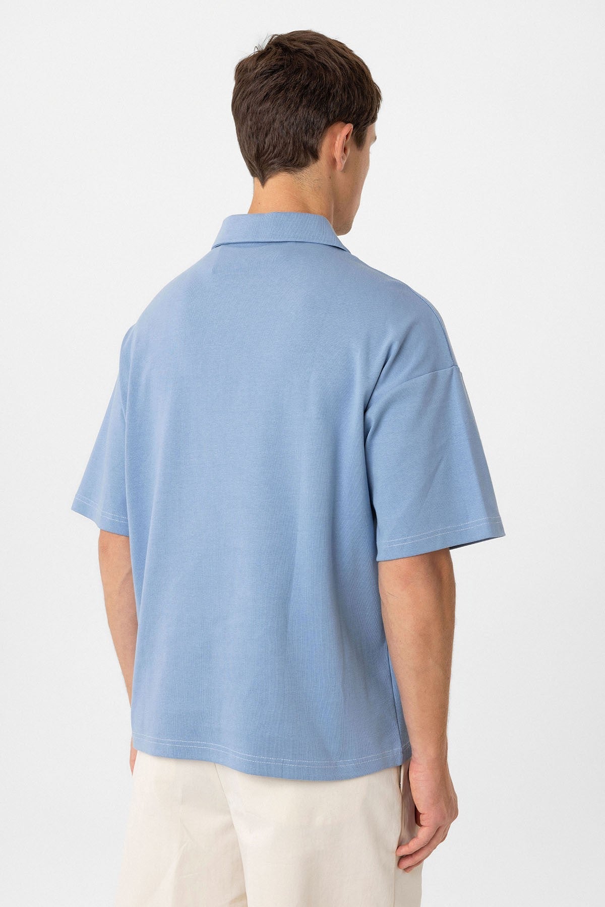 Antioch Oversize Polo Yaka Fermuarlı Erkek T-Shirt