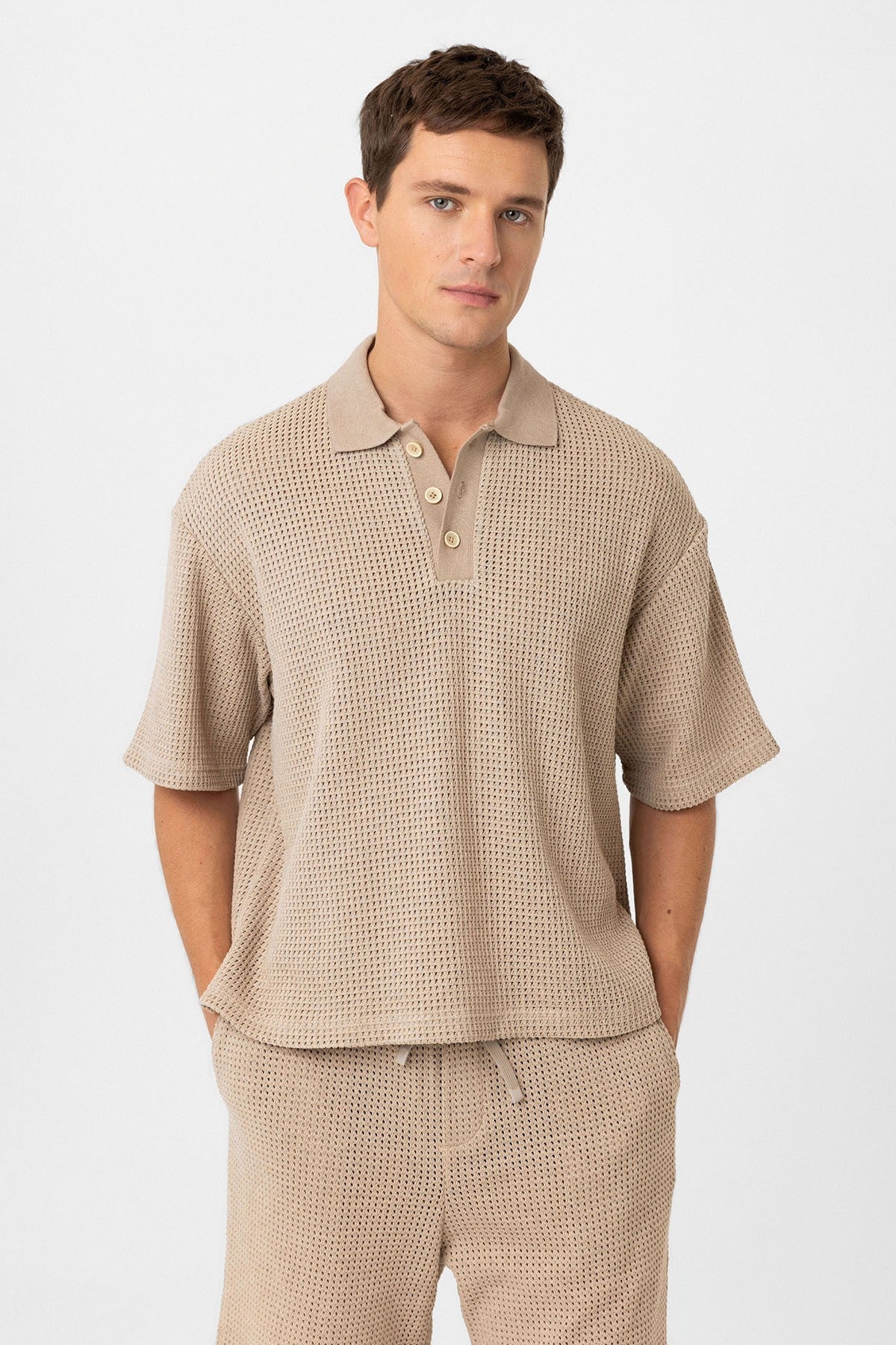 Antioch Polo Yaka Dokulu Relaxed Erkek T-Shirt