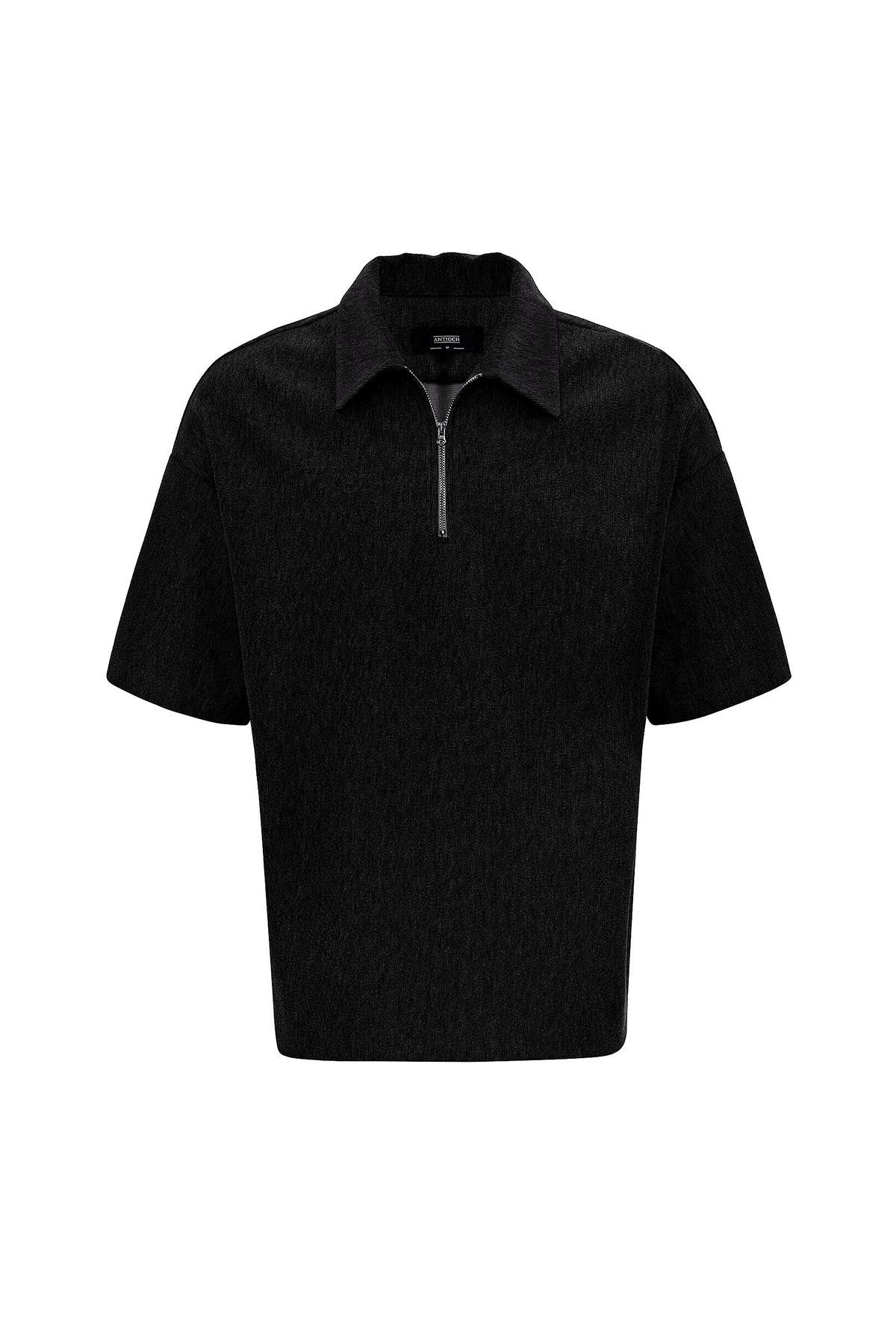 Antioch Relax Fit Fermuarlı Polo Yaka Erkek T-Shirt
