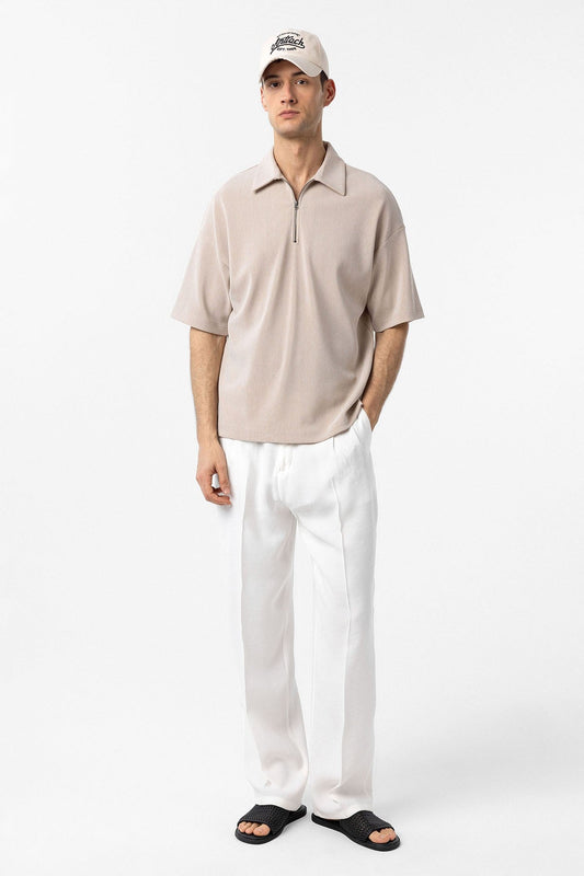 Antioch Relax Fit Fermuarlı Polo Yaka Erkek T-Shirt