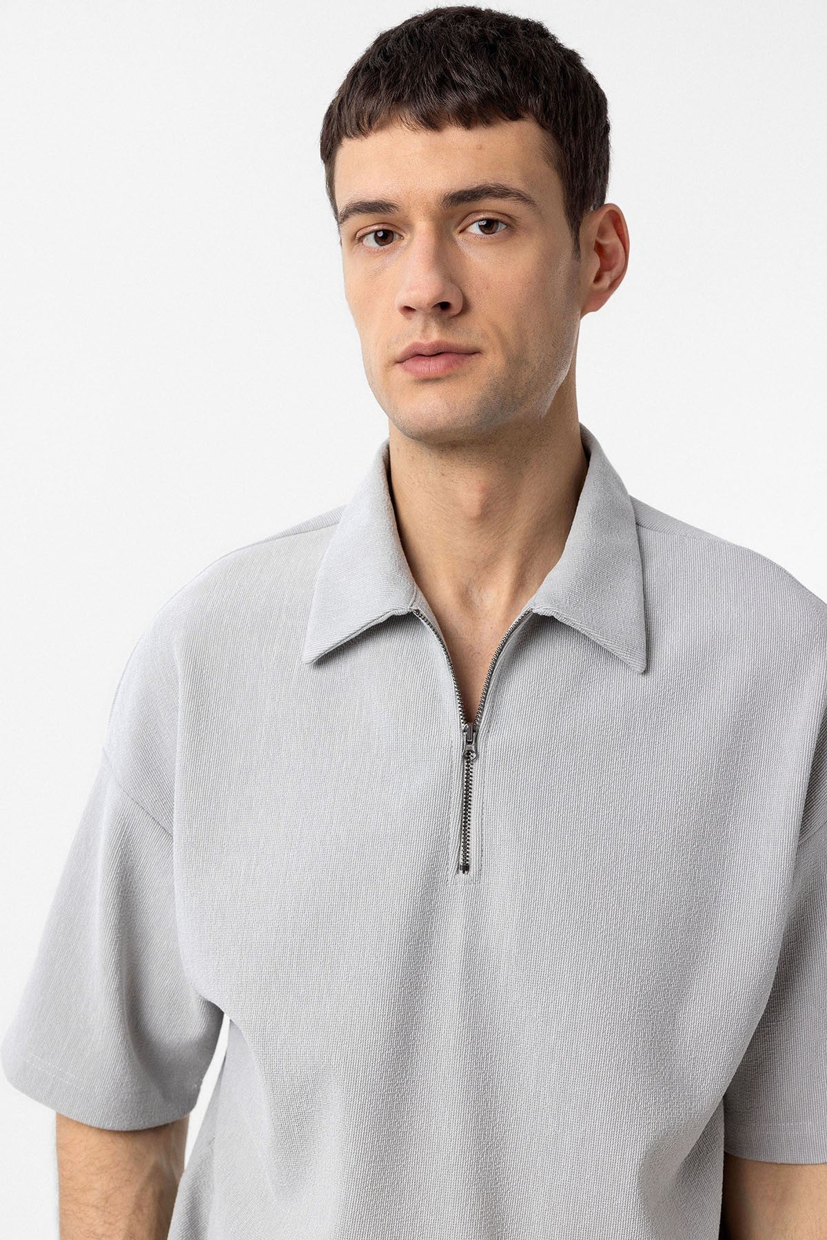 Antioch Relax Fit Fermuarlı Polo Yaka Erkek T-Shirt