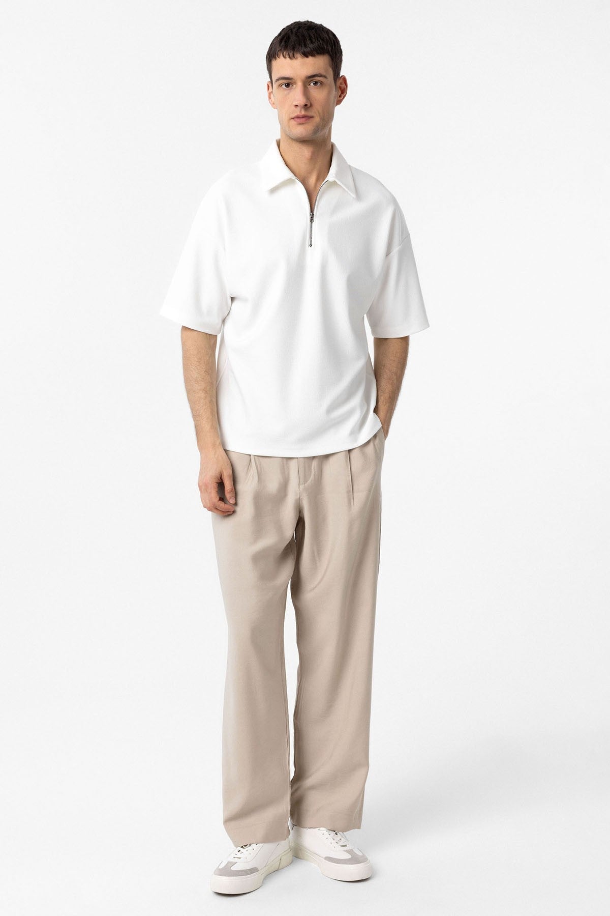 Antioch Relax Fit Fermuarlı Polo Yaka Erkek T-Shirt