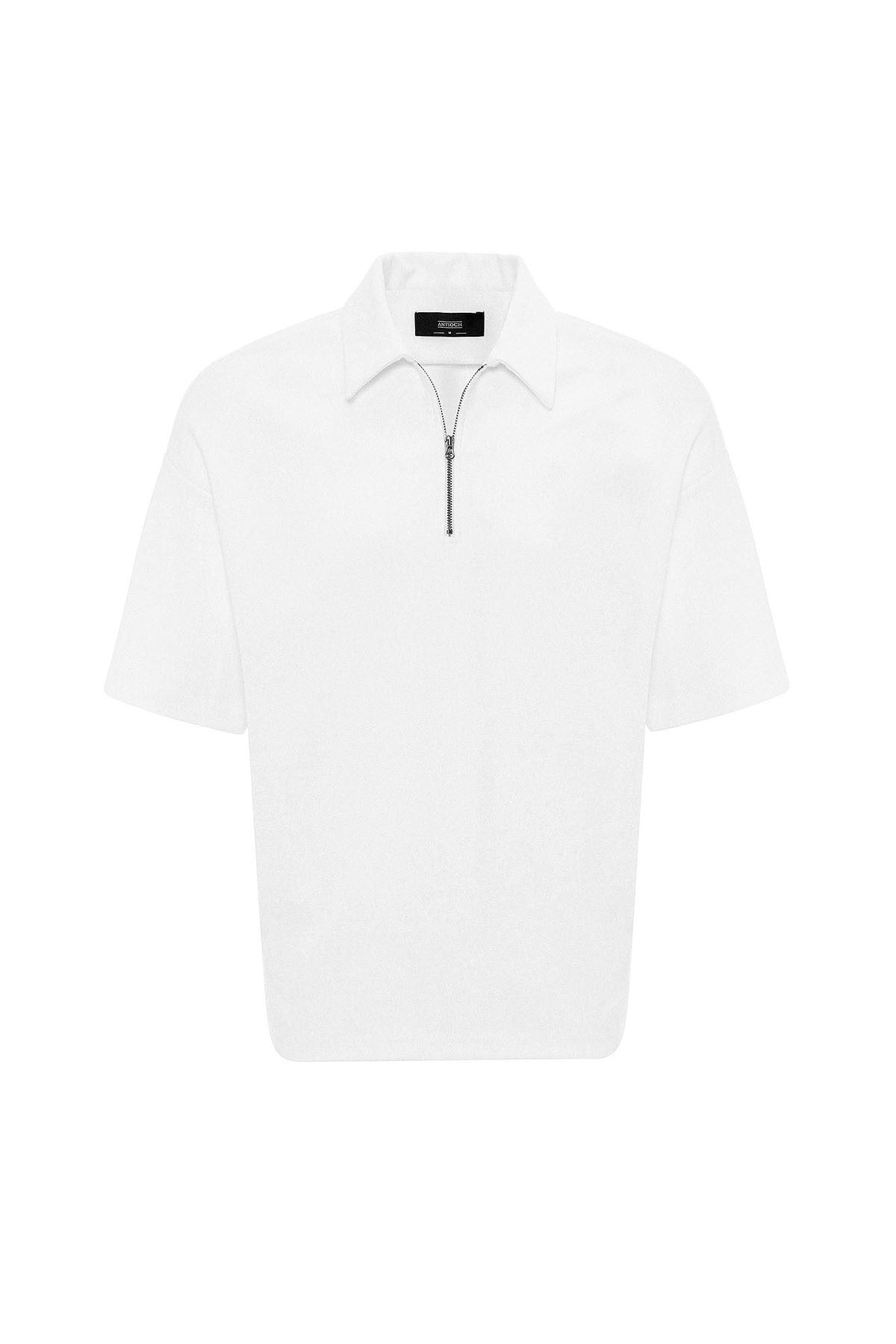 Antioch Relax Fit Fermuarlı Polo Yaka Erkek T-Shirt