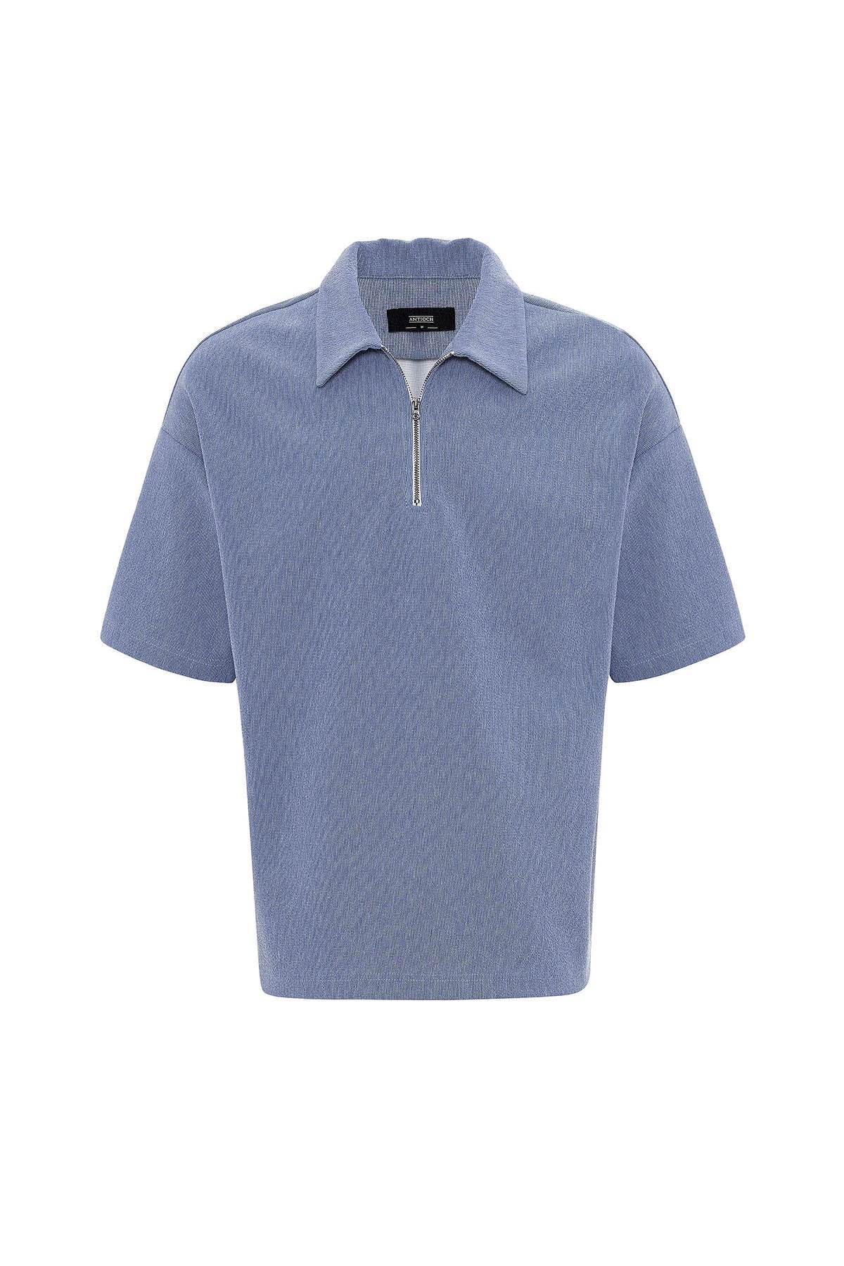Antioch Relax Fit Fermuarlı Polo Yaka Erkek T-Shirt