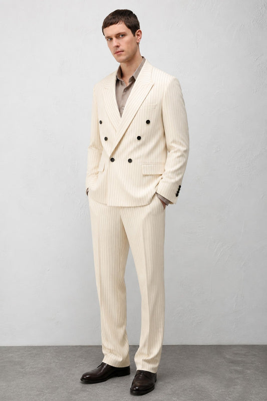 Relaxed Fit Çizgili Erkek Takım Elbise