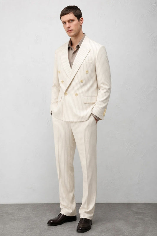 Relaxed Fit Çizgili Erkek Takım Elbise