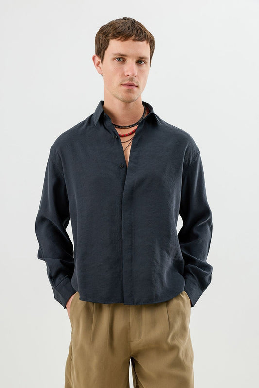 Modal Karışımlı Crop Fit Erkek Gömlek