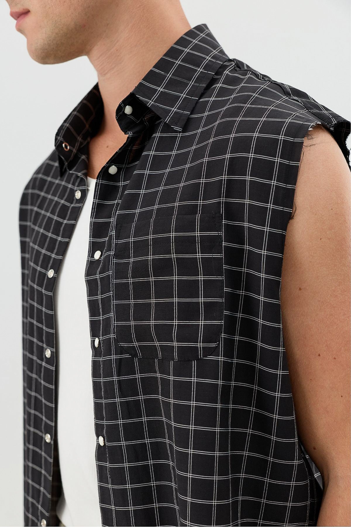 Boxy Fit Erkek Kolsuz Erkek Gömlek