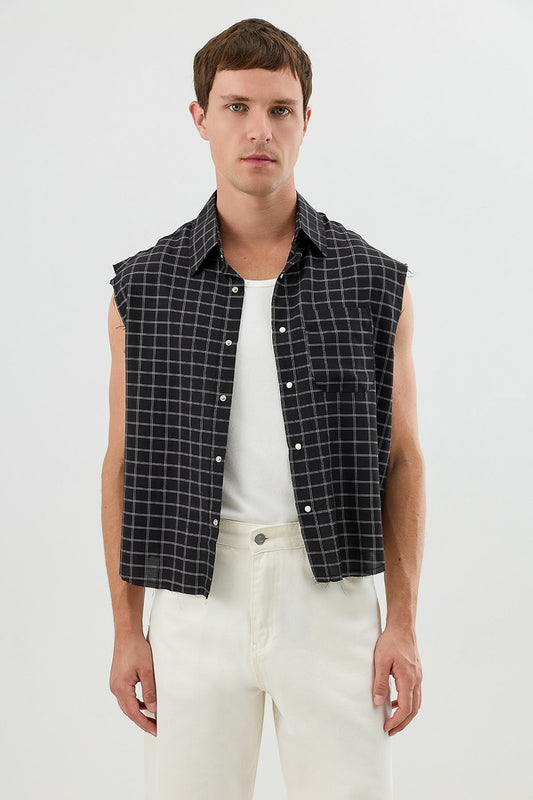 Boxy Fit Erkek Kolsuz Erkek Gömlek