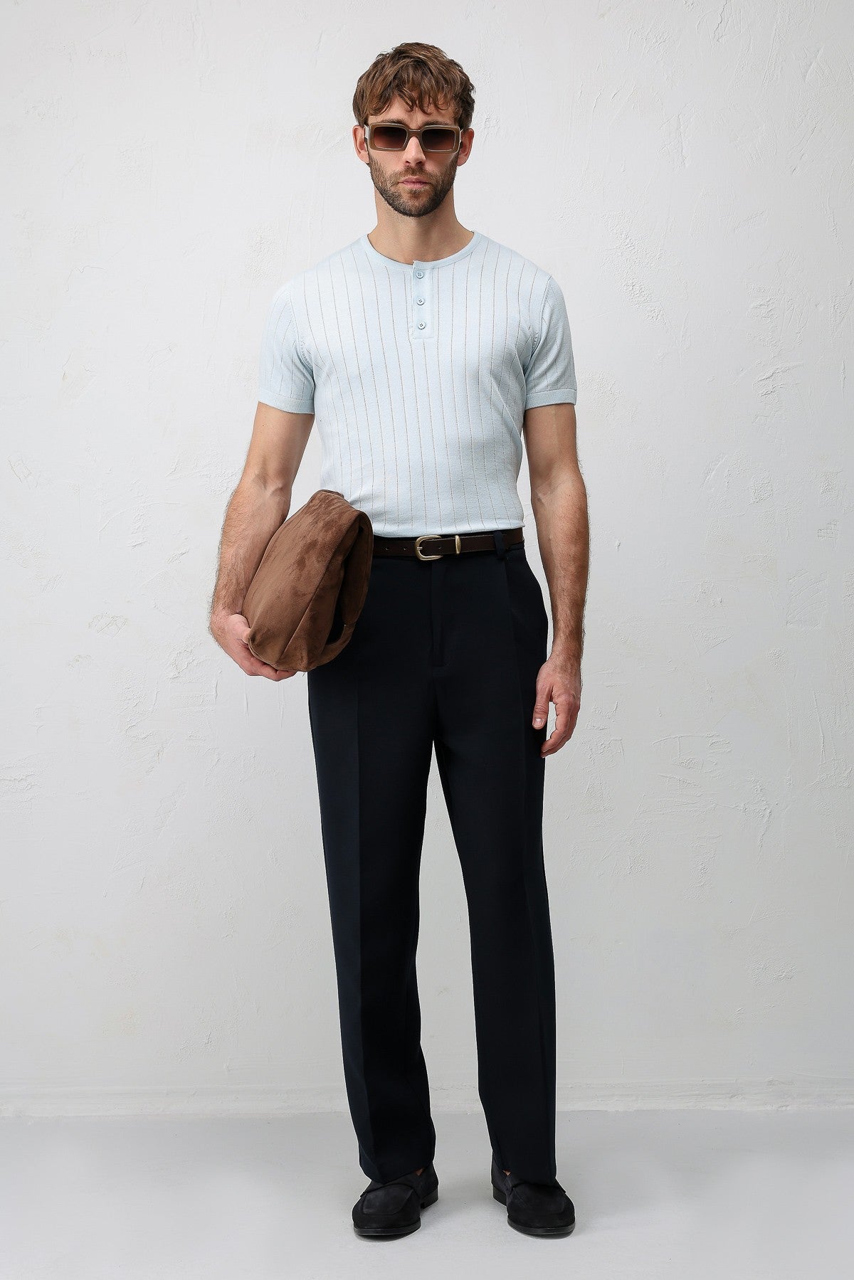 Pileli Relaxed Fit Erkek Pantolon