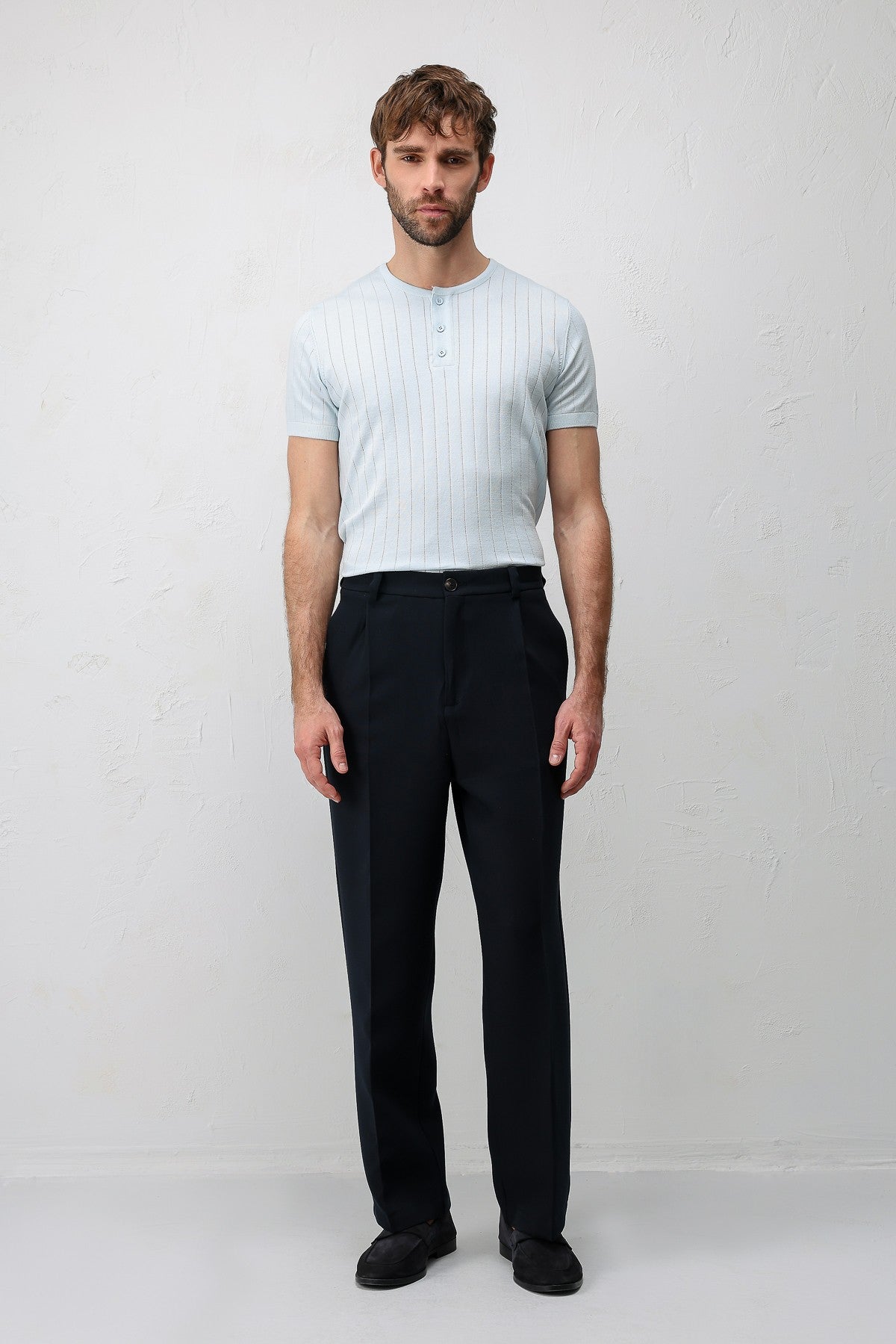Pileli Relaxed Fit Erkek Pantolon