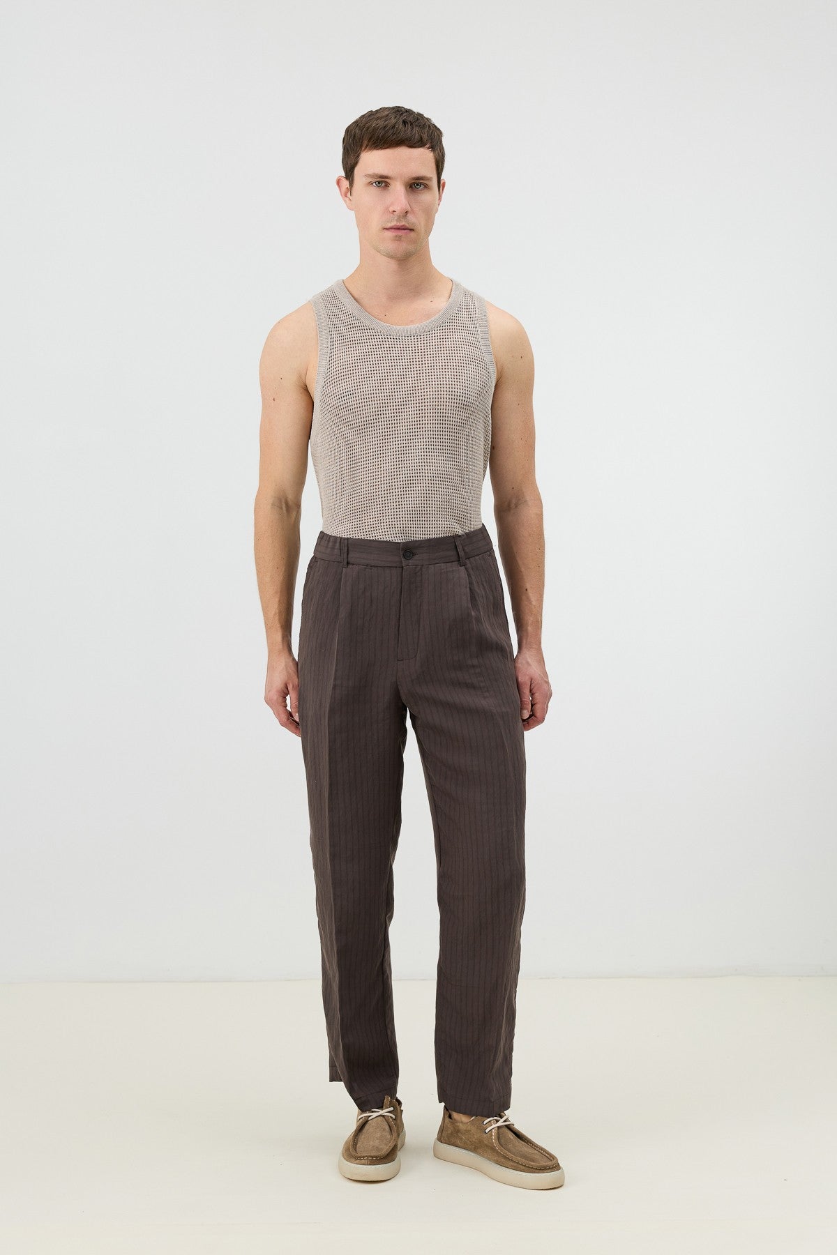 Modal Karışımlı Çizgili Relaxed Erkek Pantolon