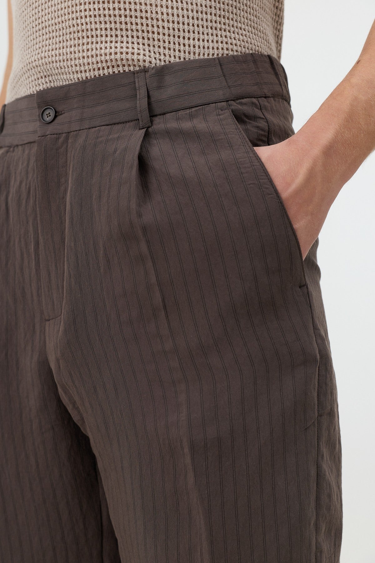 Modal Karışımlı Çizgili Relaxed Erkek Pantolon