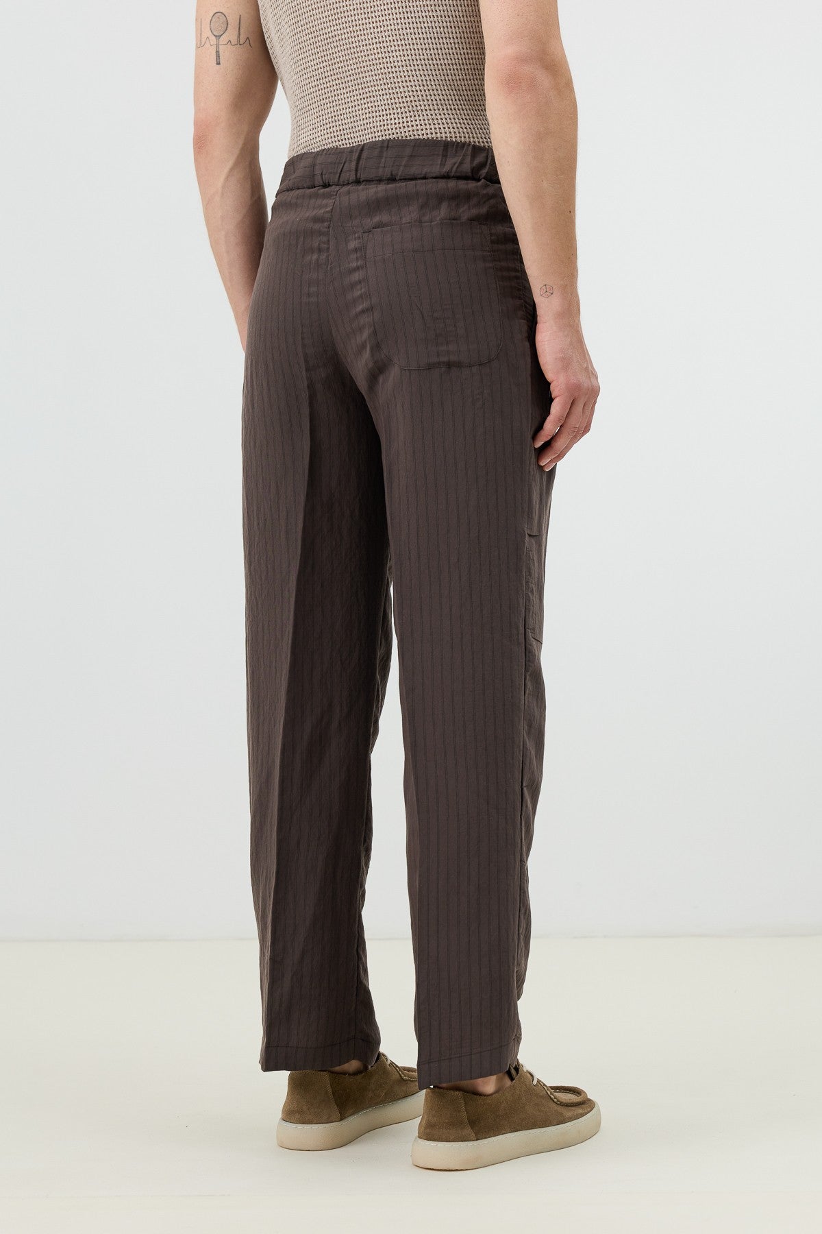 Modal Karışımlı Çizgili Relaxed Erkek Pantolon