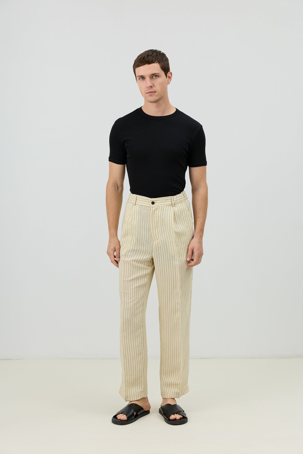 Modal Karışımlı Çizgili Relaxed Erkek Pantolon