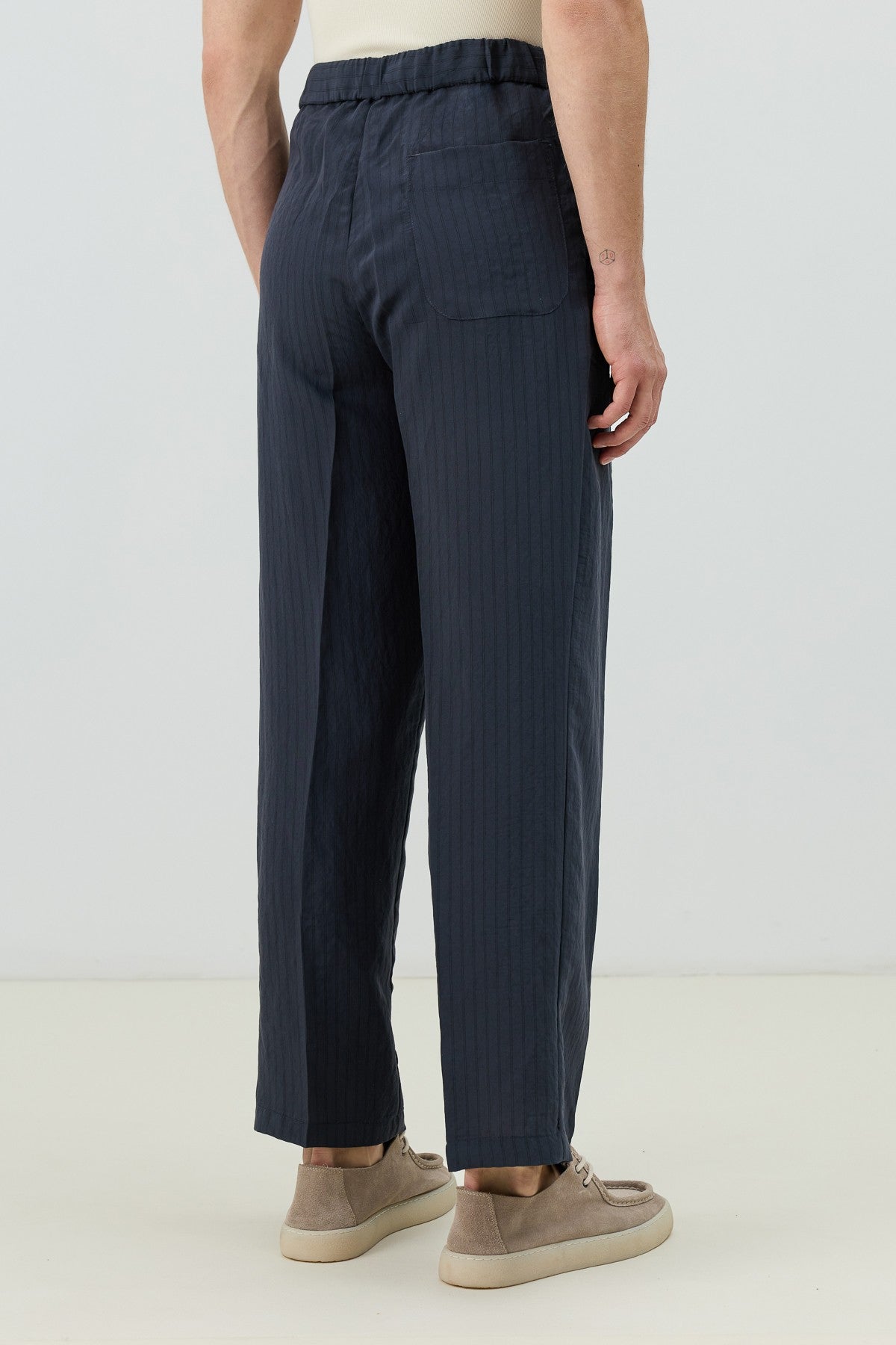 Modal Karışımlı Çizgili Relaxed Erkek Pantolon
