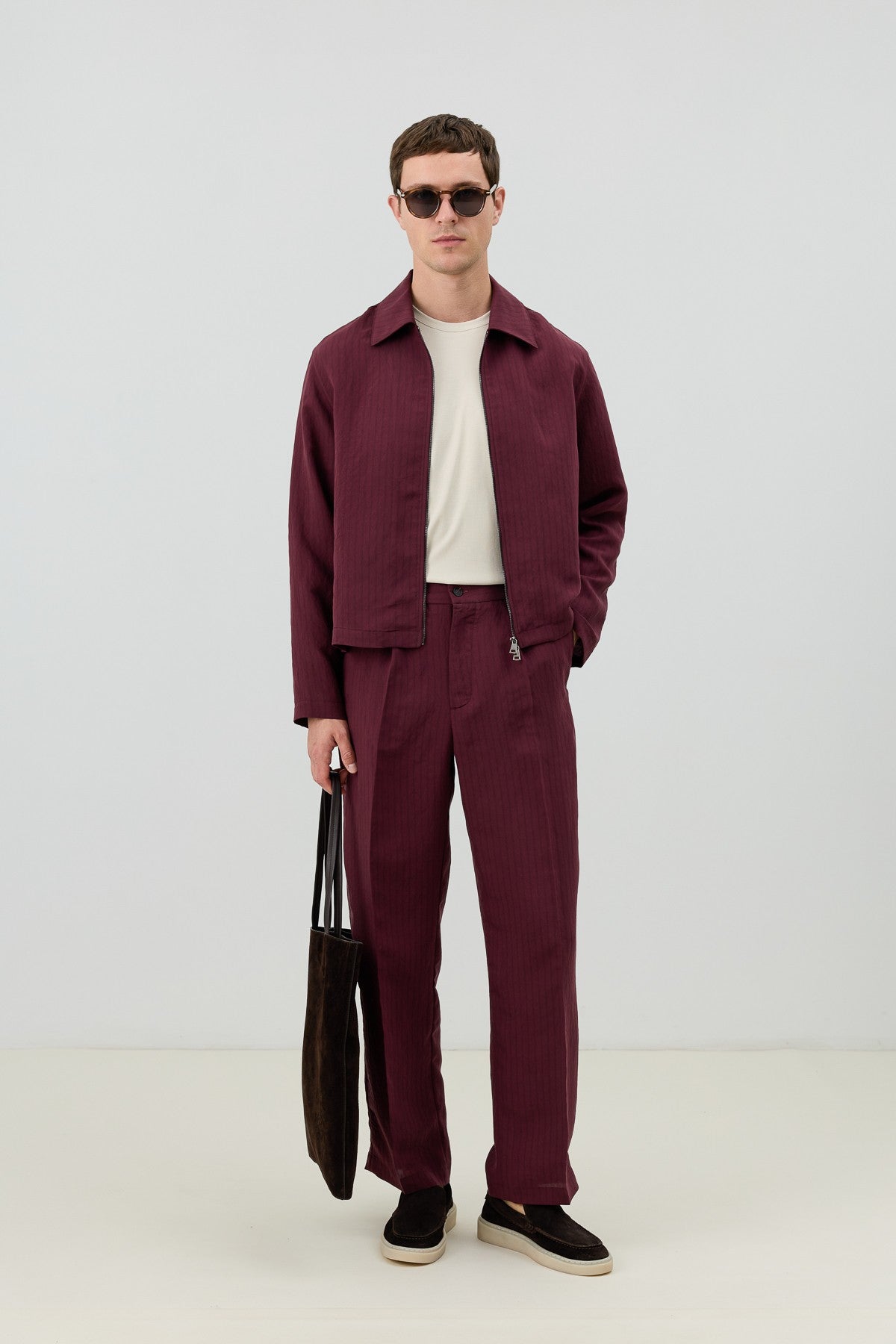Modal Karışımlı Çizgili Relaxed Erkek Pantolon