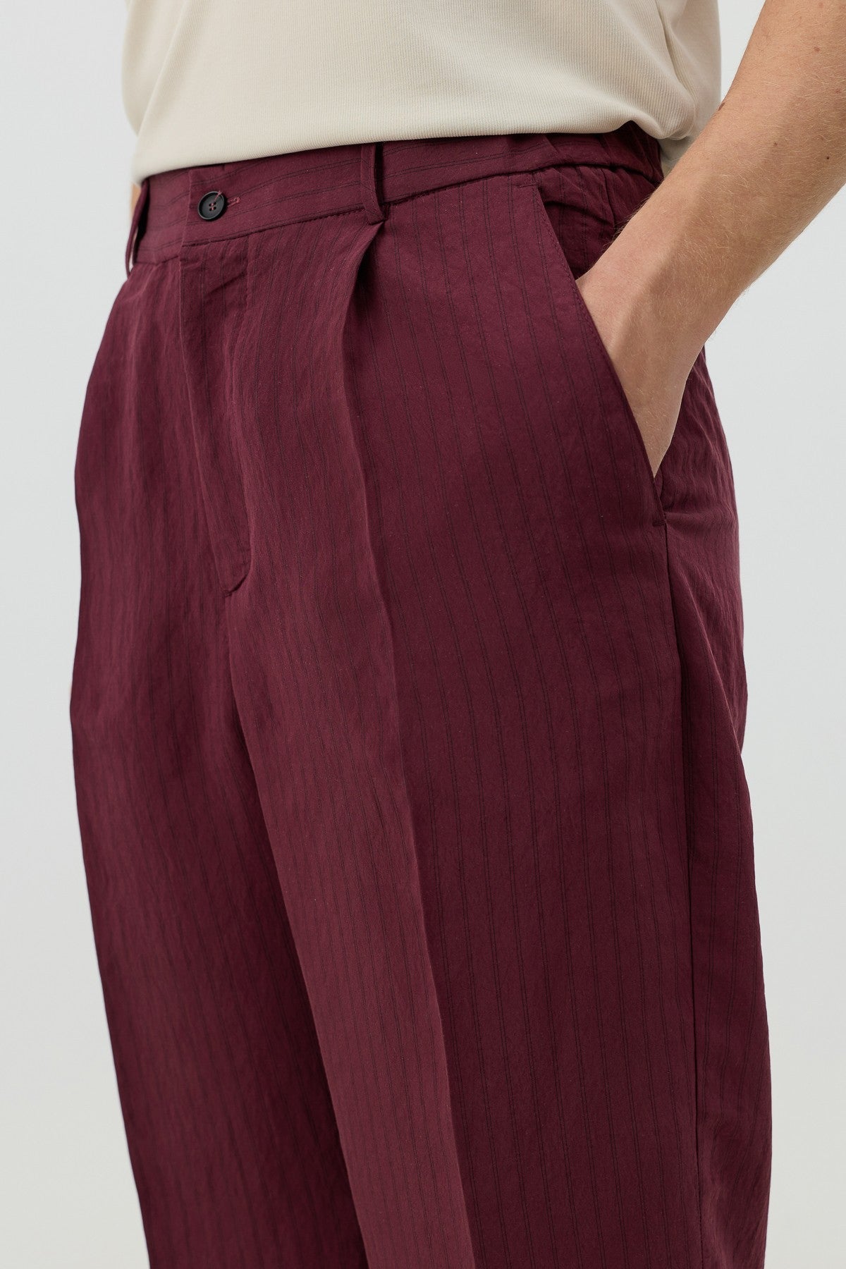 Modal Karışımlı Çizgili Relaxed Erkek Pantolon