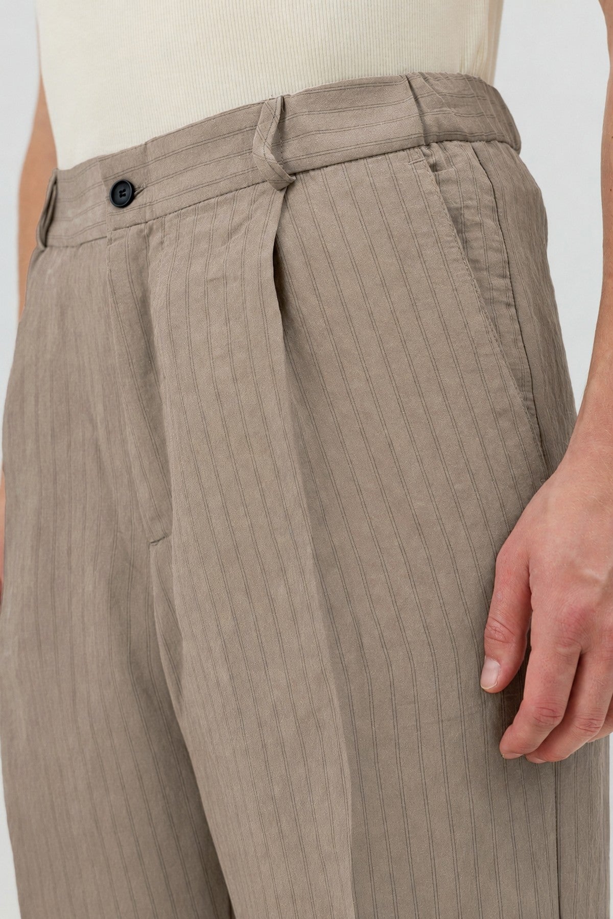 Modal Karışımlı Çizgili Relaxed Erkek Pantolon
