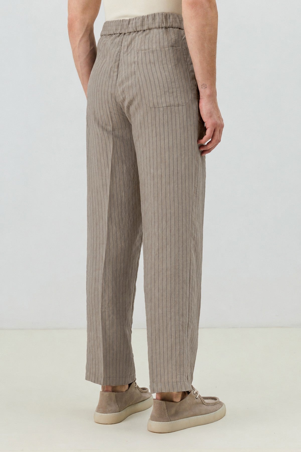 Modal Karışımlı Çizgili Relaxed Erkek Pantolon