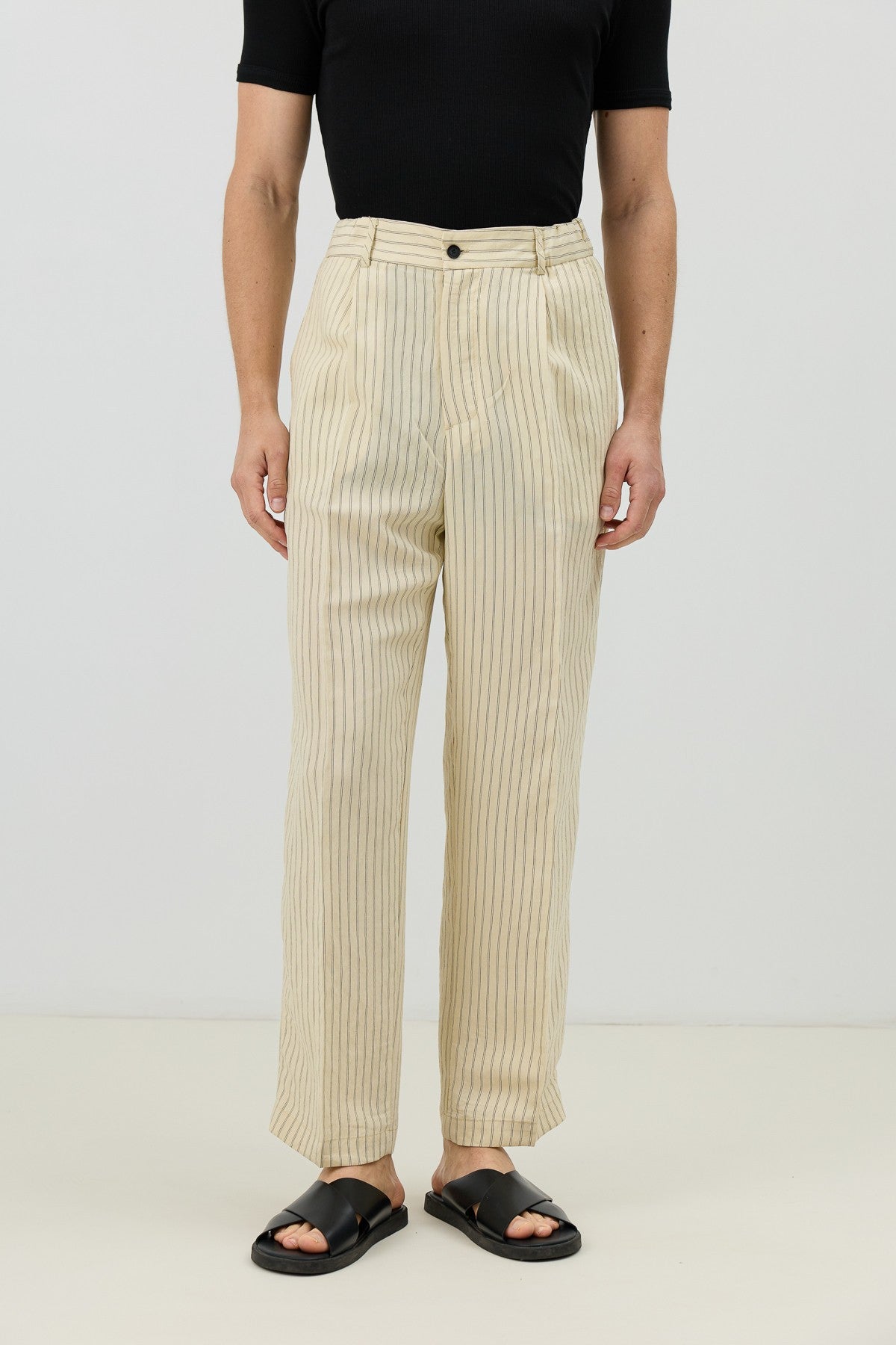 Modal Karışımlı Çizgili Relaxed Erkek Pantolon