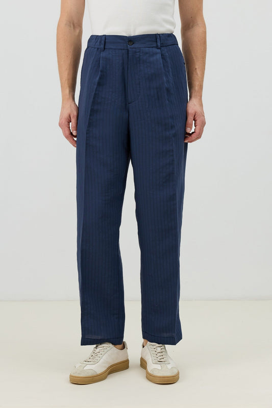 Modal Karışımlı Çizgili Relaxed Erkek Pantolon