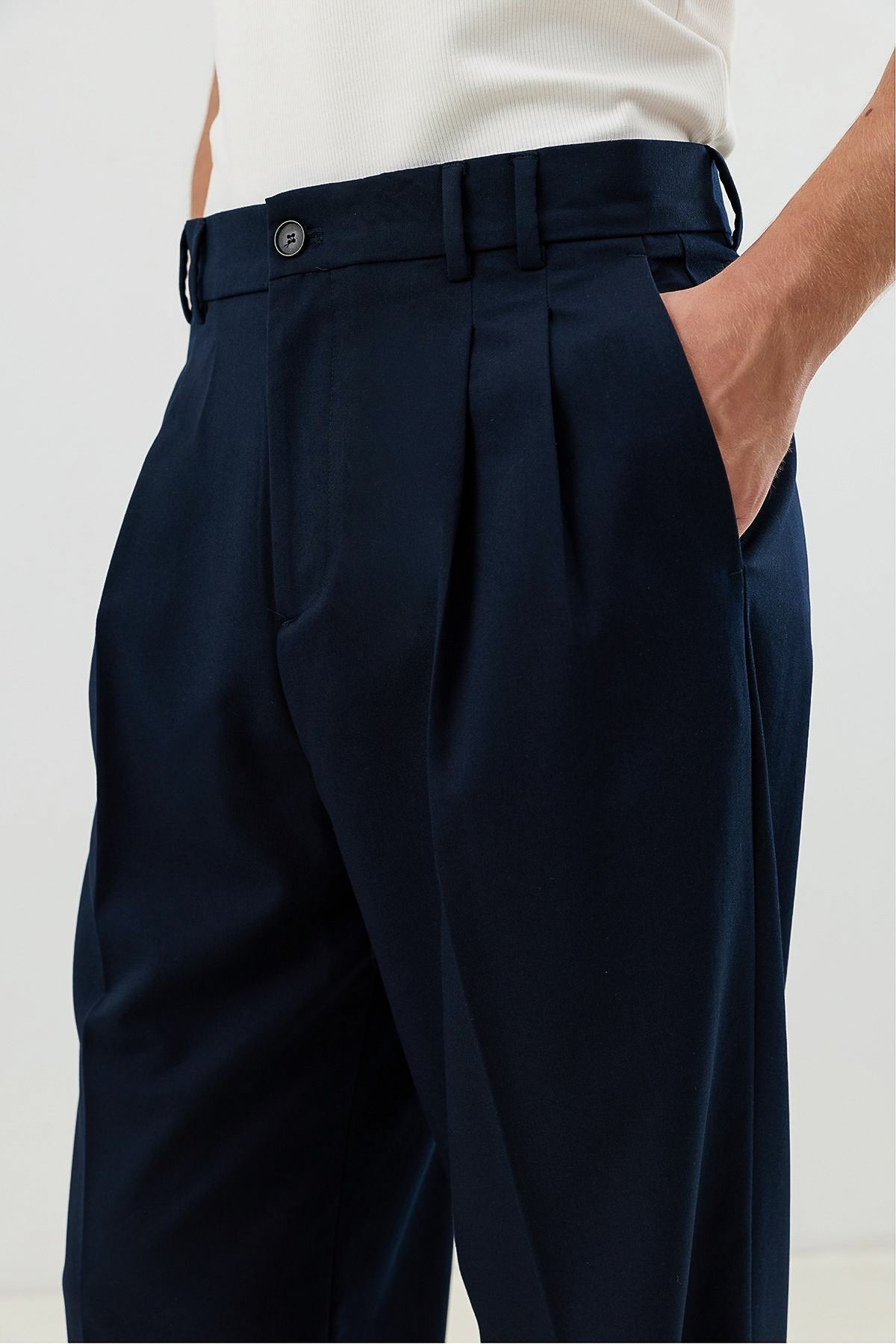Pileli Relax Fit Erkek Erkek Pantolon