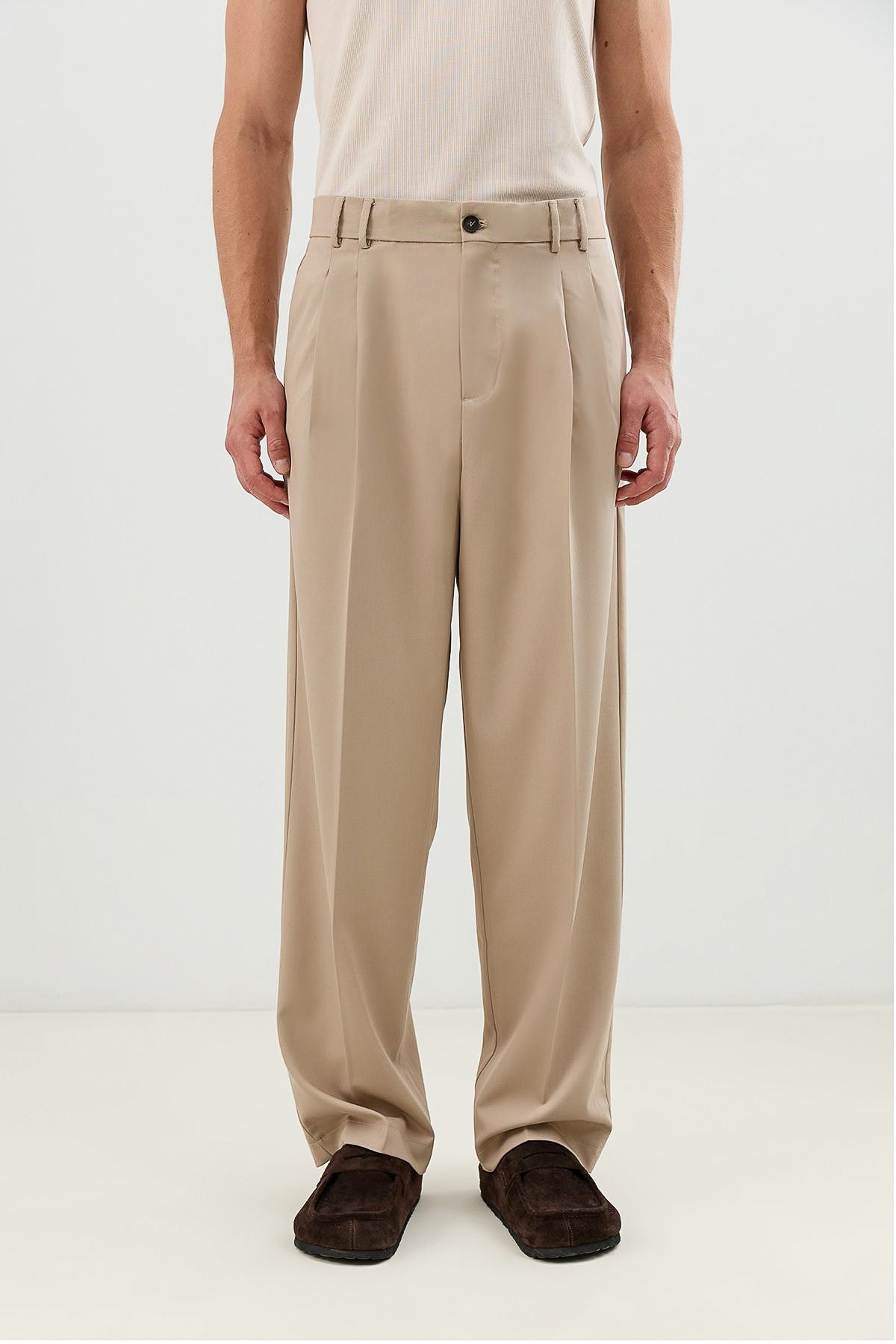 Pileli Relax Fit Erkek Erkek Pantolon