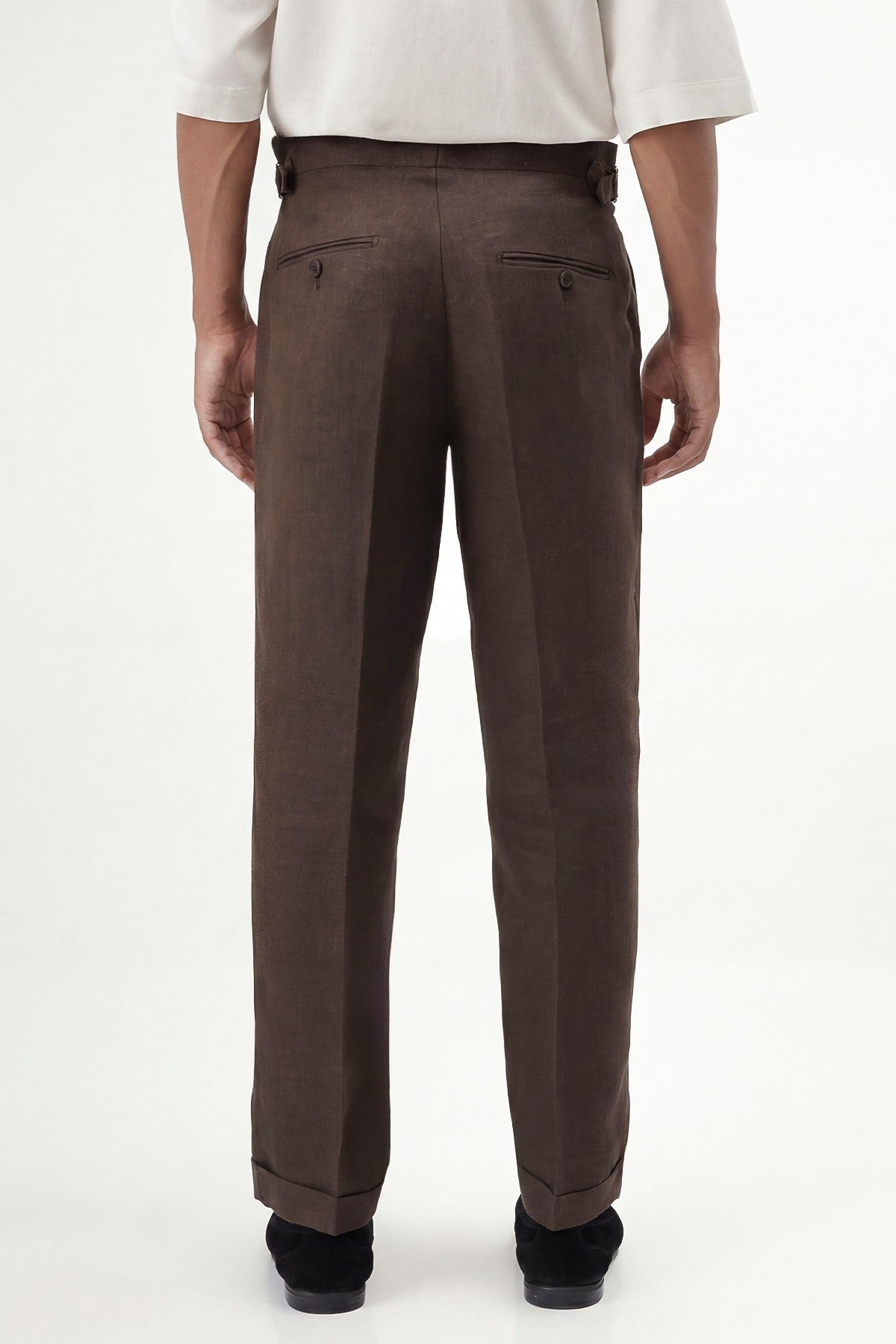 100% Keten Toka Detaylı Pantolon