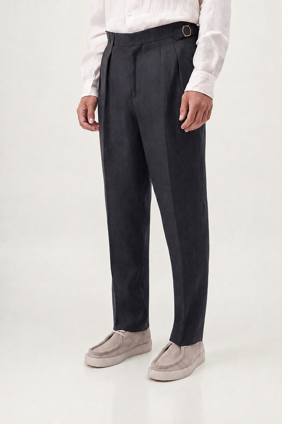 100% Keten Çift Pileli Pantolon