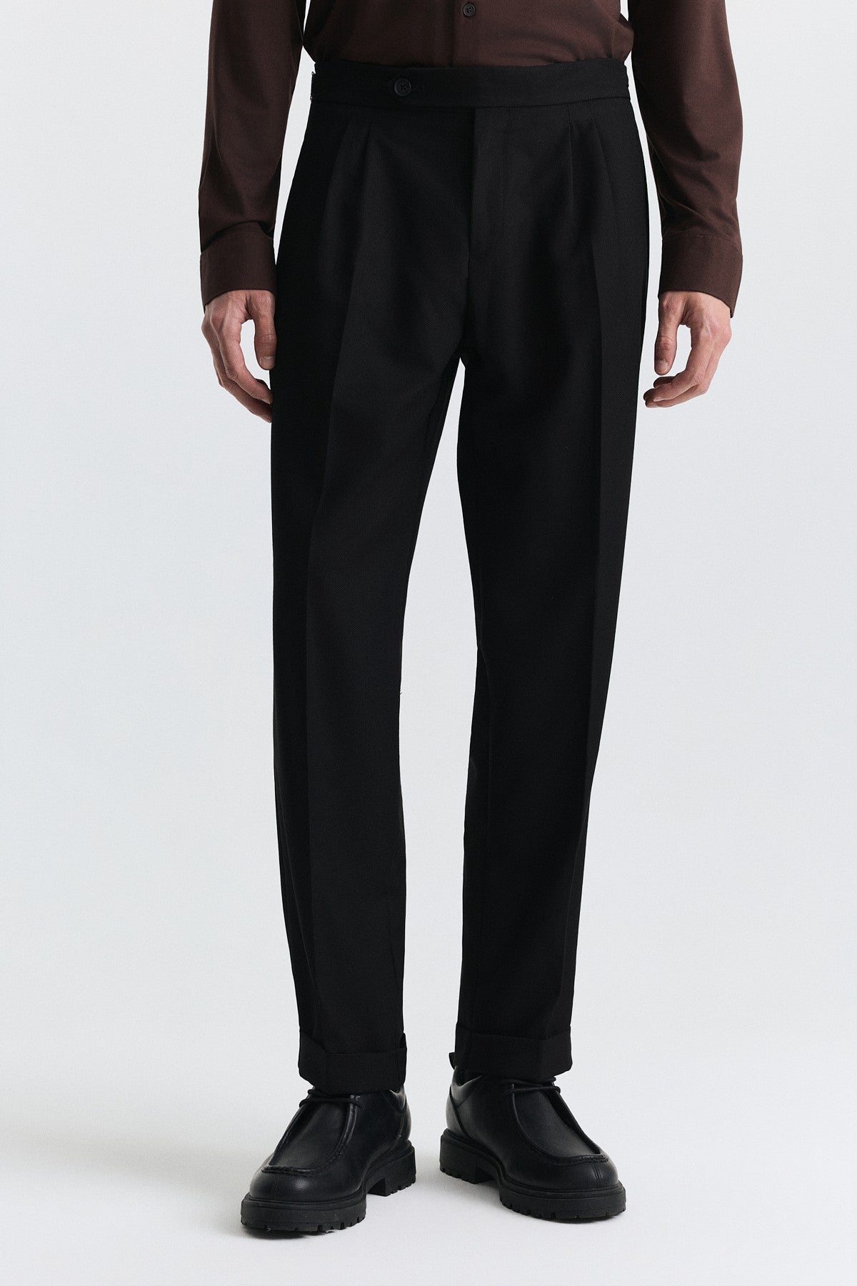 Tapered Fit Çift Pileli Pantolon