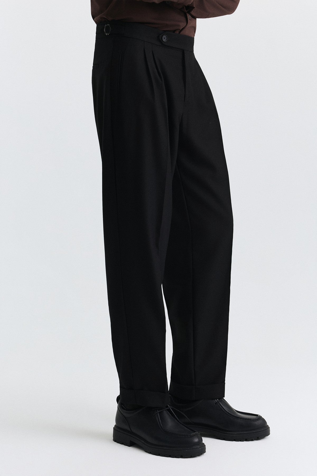 Tapered Fit Çift Pileli Pantolon