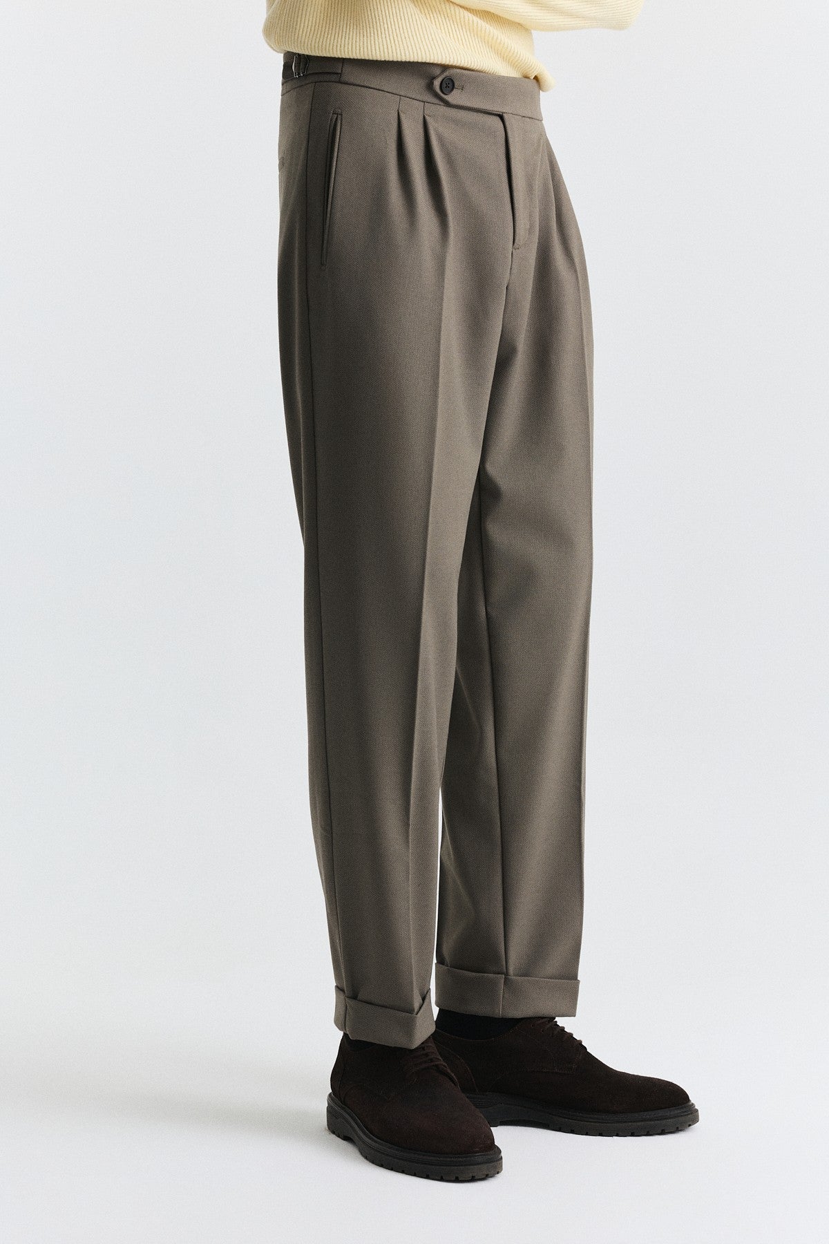 Tapered Fit Çift Pileli Pantolon