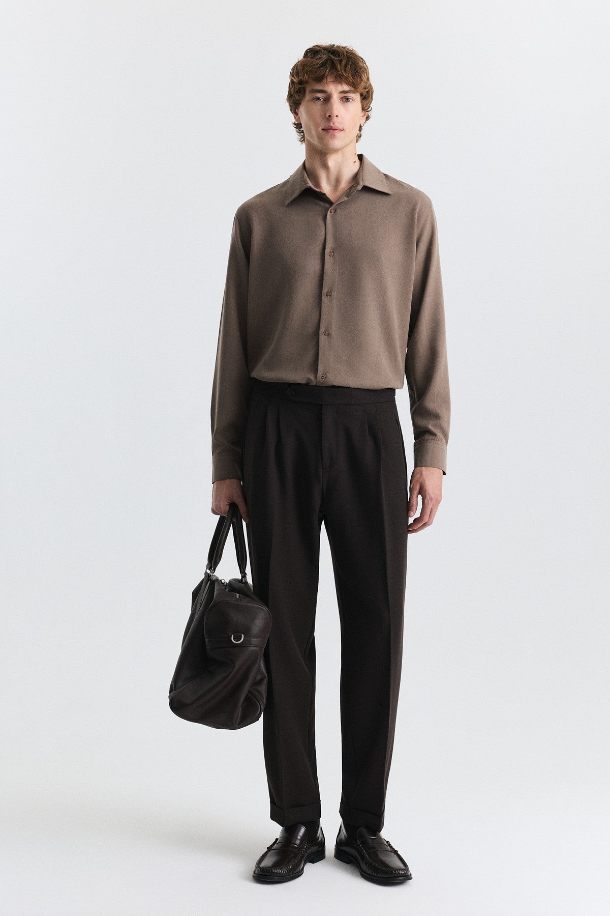 Tapered Fit Çift Pileli Pantolon