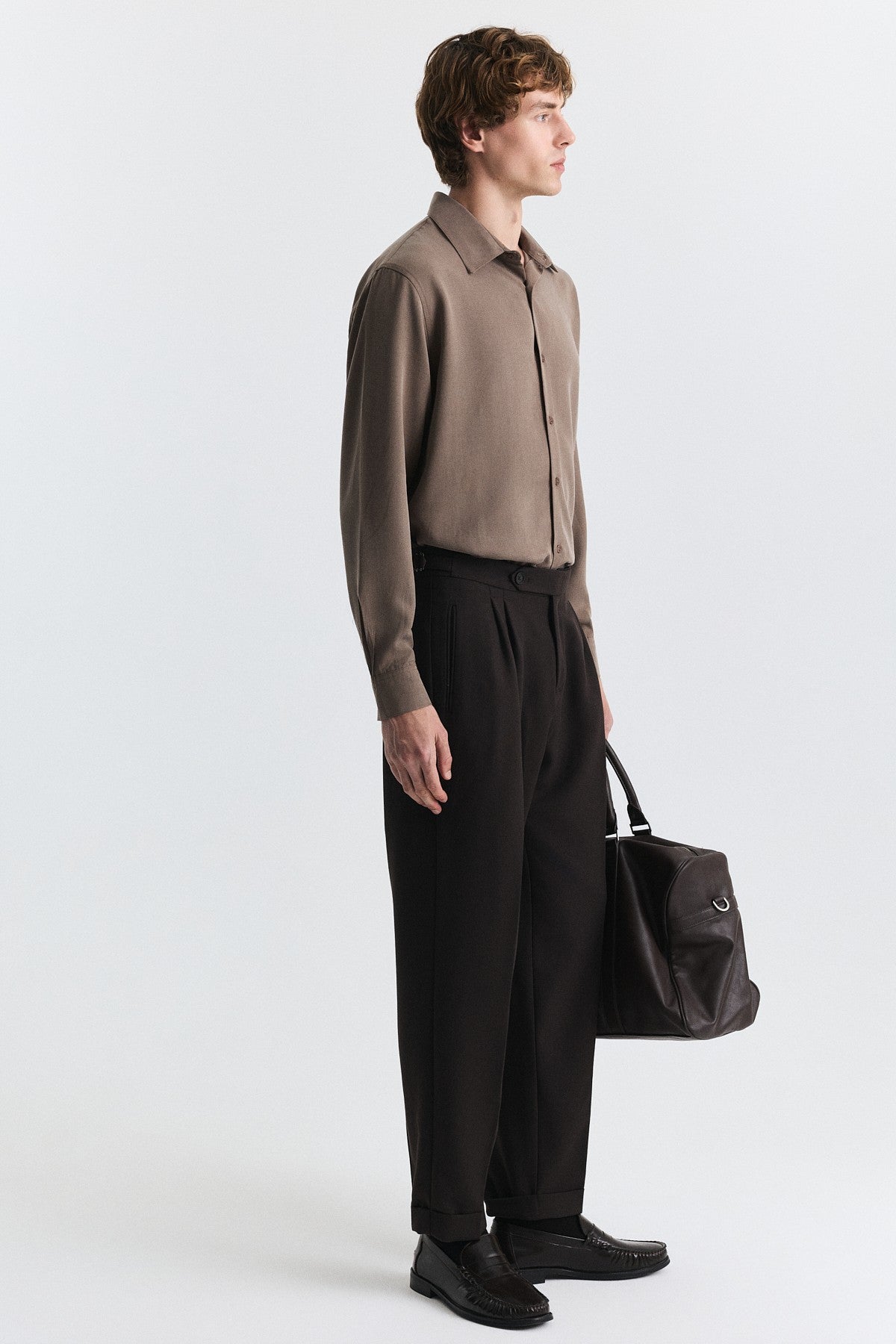 Tapered Fit Çift Pileli Pantolon