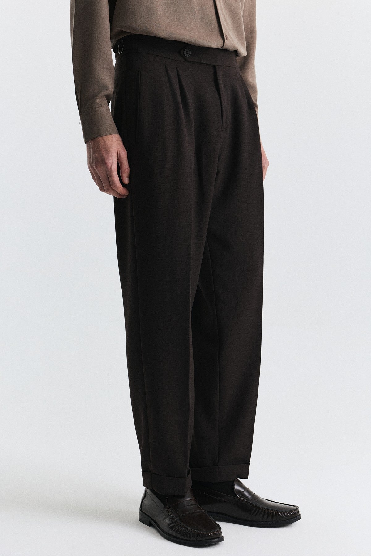 Tapered Fit Çift Pileli Pantolon