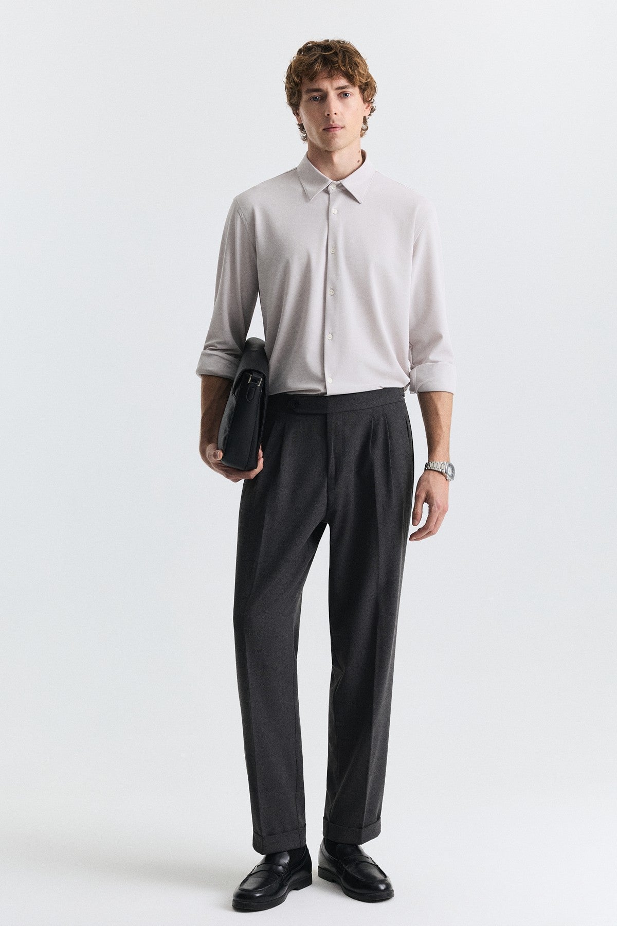 Tapered Fit Çift Pileli Pantolon