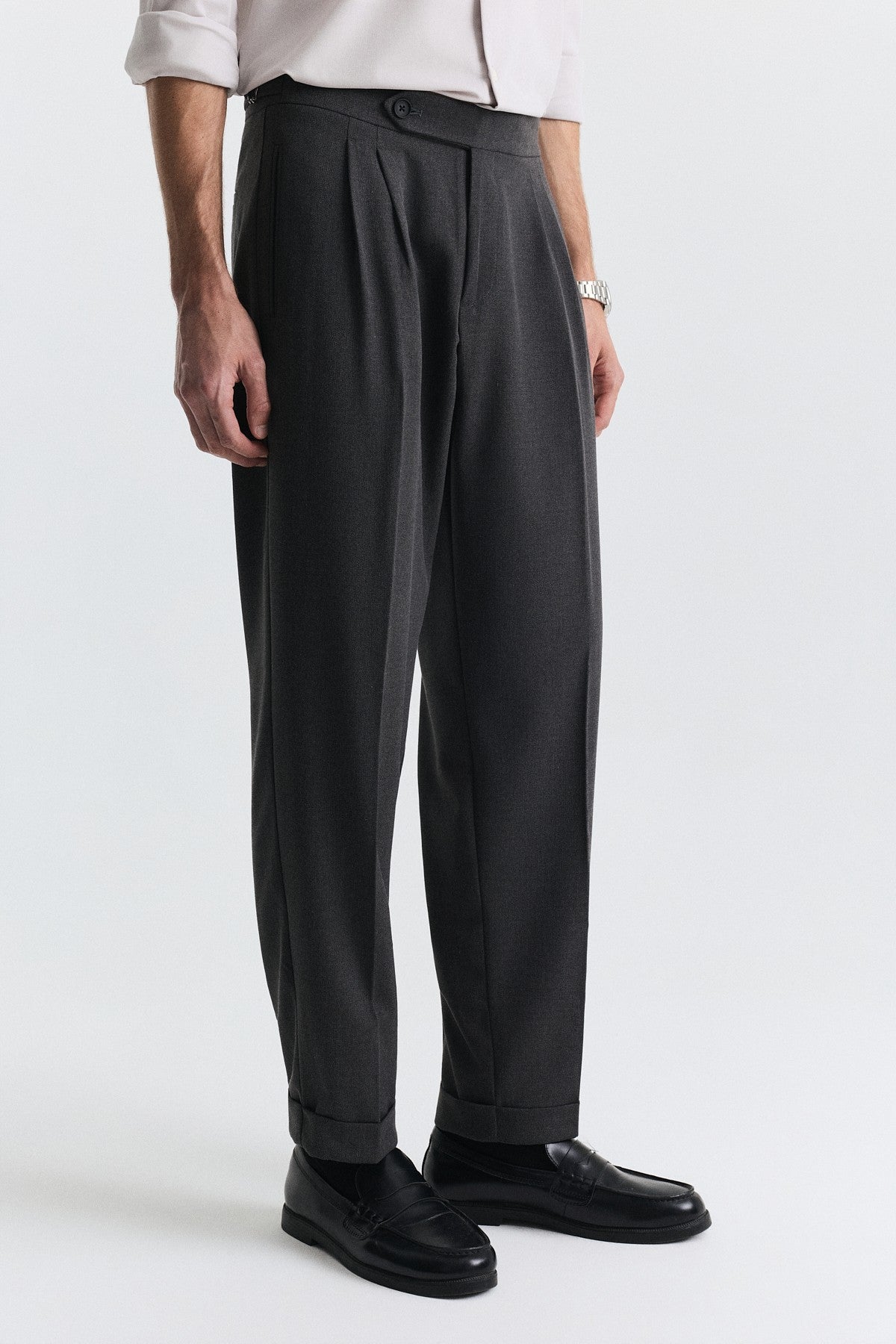 Tapered Fit Çift Pileli Pantolon