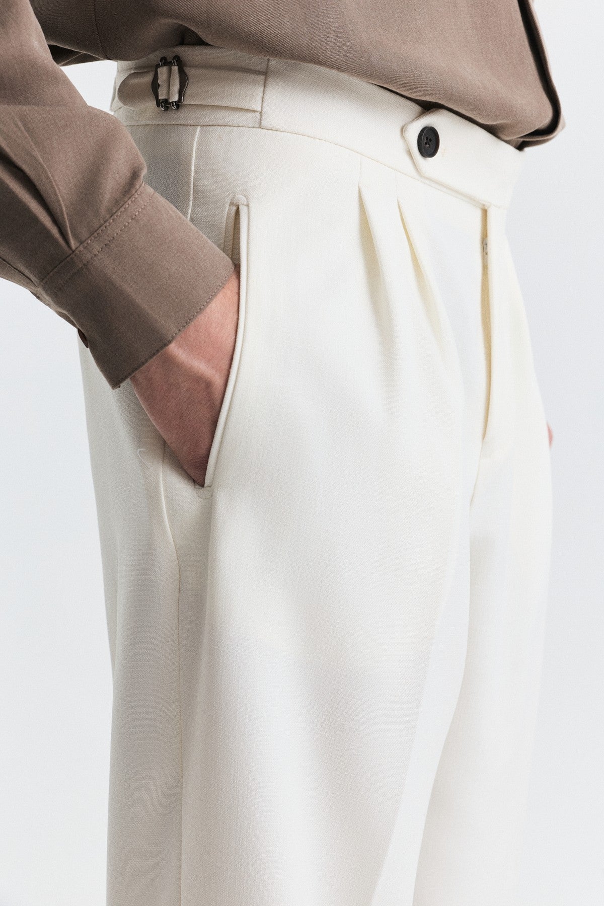 Tapered Fit Çift Pileli Pantolon
