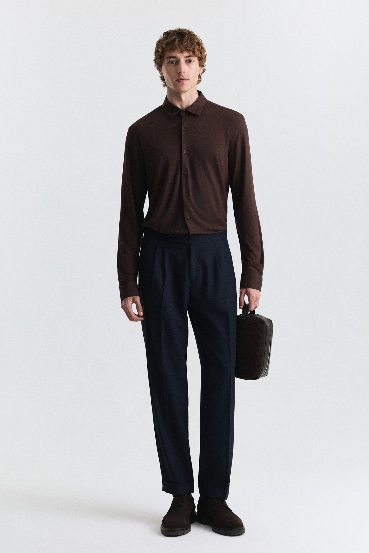 Tapered Fit Çift Pileli Pantolon