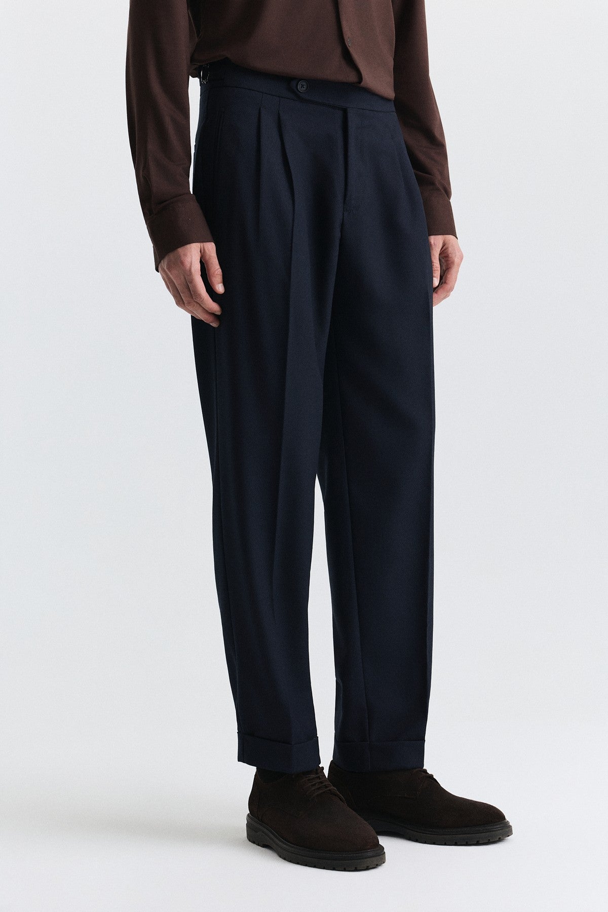 Tapered Fit Çift Pileli Pantolon