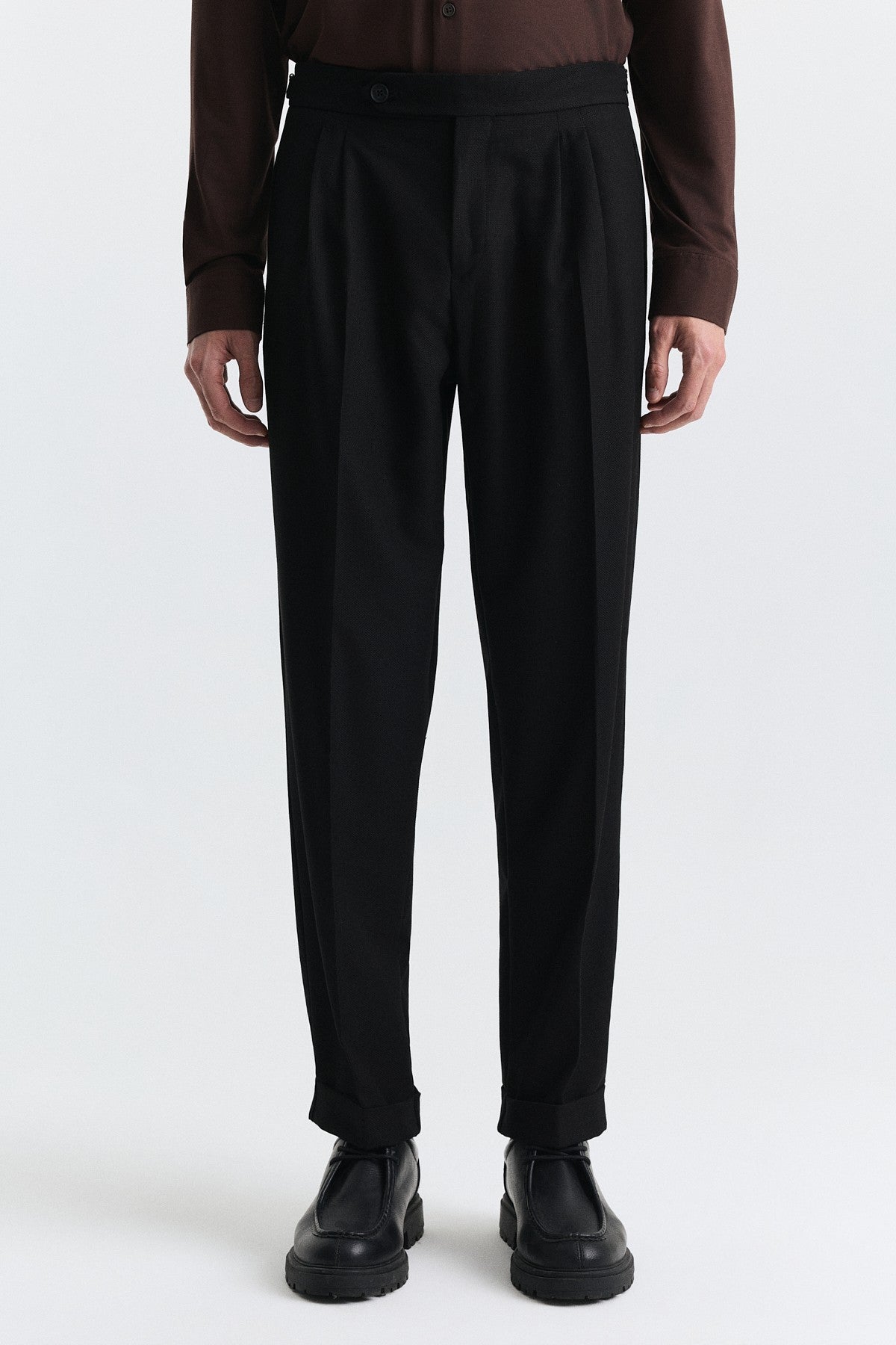 Tapered Fit Çift Pileli Pantolon